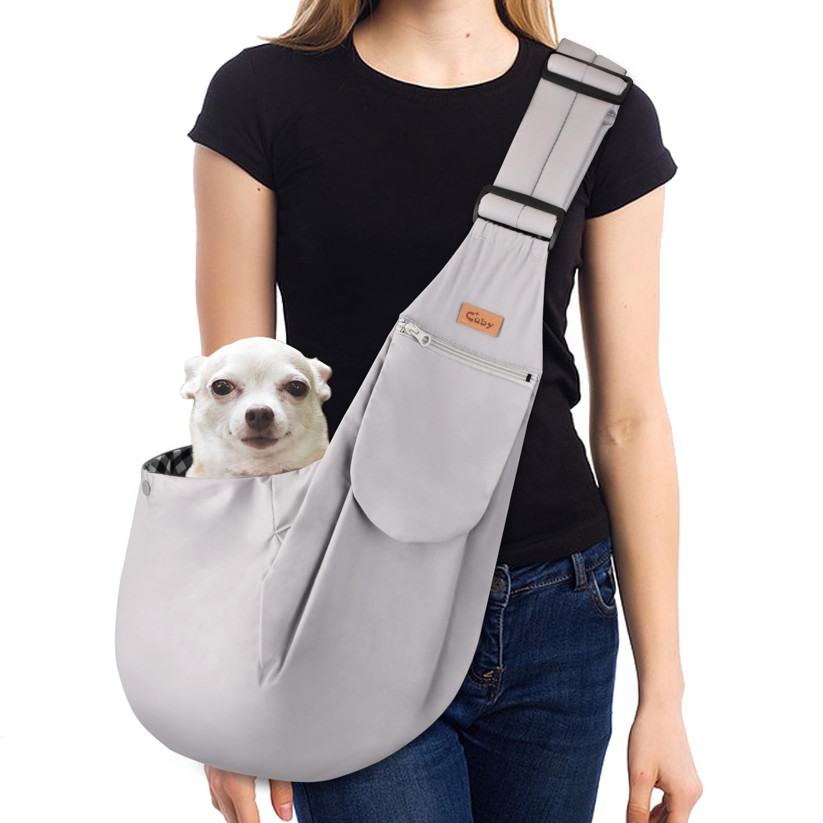 CUBY Dog and Cat Sling Carrier, Hands Free Reversible Pet Papoose Bag, Soft Pouch Adjustable, Suitable for Puppy Cats for Outdoo