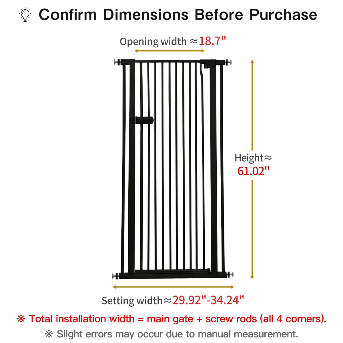 Lumizone Extra Tall Cat Gate 61.02 High Pressure Mounted Extra Wide 2025 New (17 Sizes) 1.37 Gap No Drilling Auto-Close One-Hand