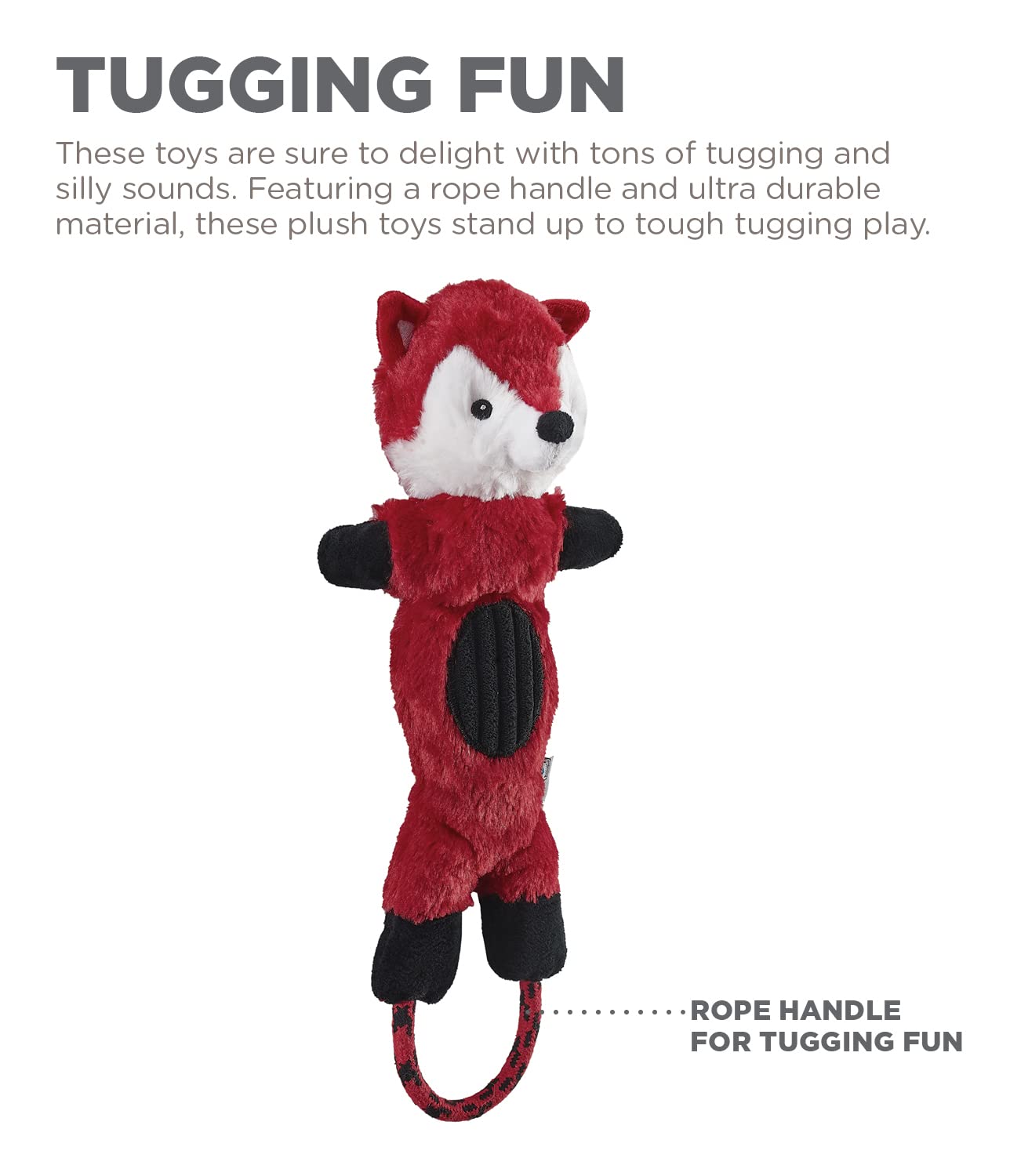 Charming Pet Lil Roperz Fox Durable Plush And Rope Tug Dog Toy