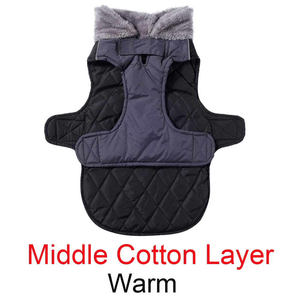 Joydaog Fleece Collar Reversible Dog Coats For Small Dogs Waterproof Warm Puppy Jacket For Cold Winter,Black S