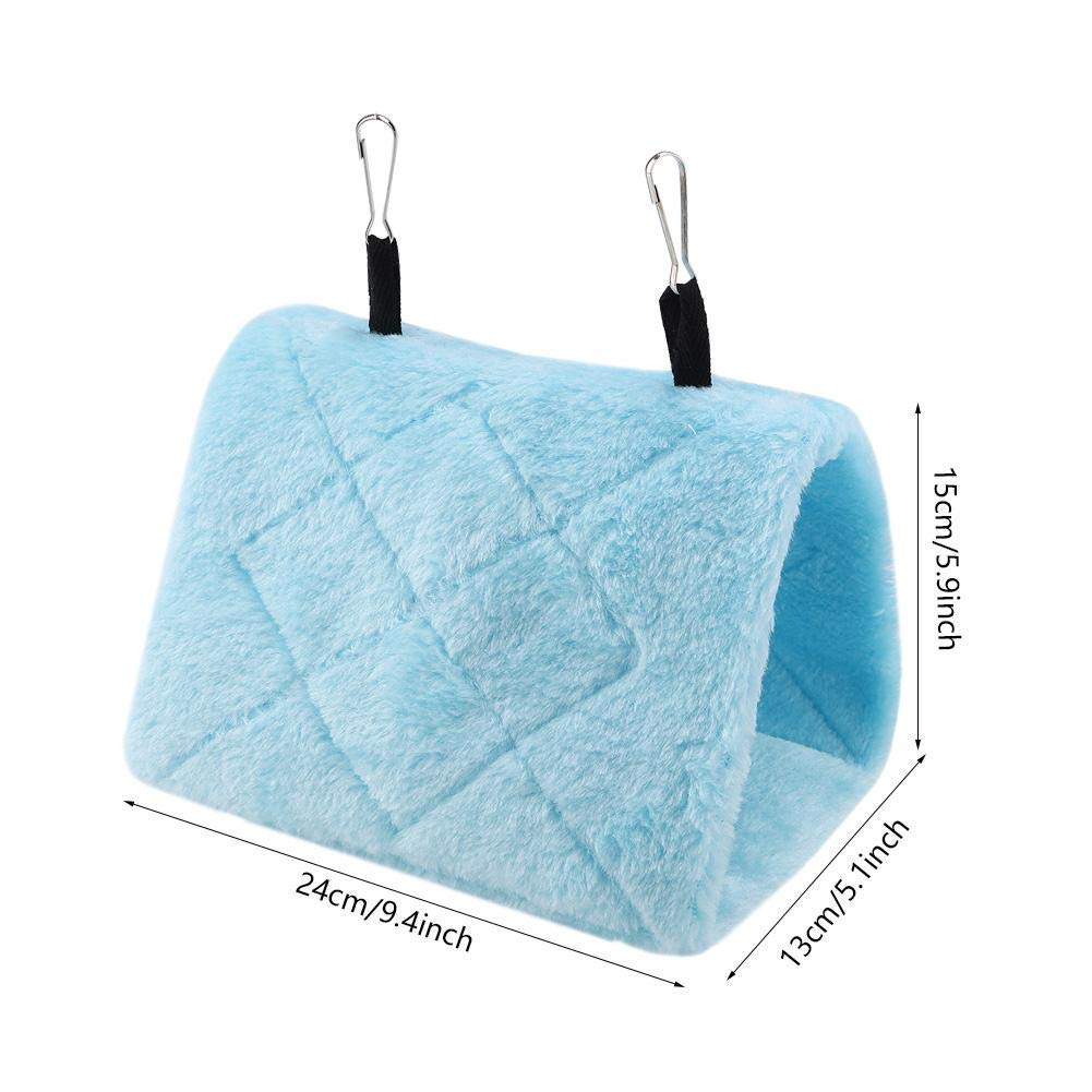 Peony Parrot Hammock Bird Nest Warm Soft Plush Hammock Hanging Cage Tent For Birds Parrot Winter Warm Bed Pet Toy Pouch Cotton Bed (M-Blue)