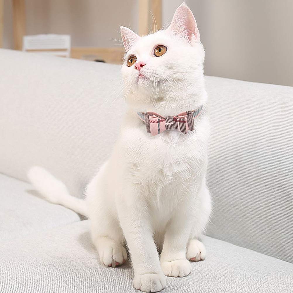 Expawlorer Dog Collar And Leash Set - Classic Plaid Dog Bow Tie And Bandana Collar With Bell, Dog Leash Tangle Free, Adjustable