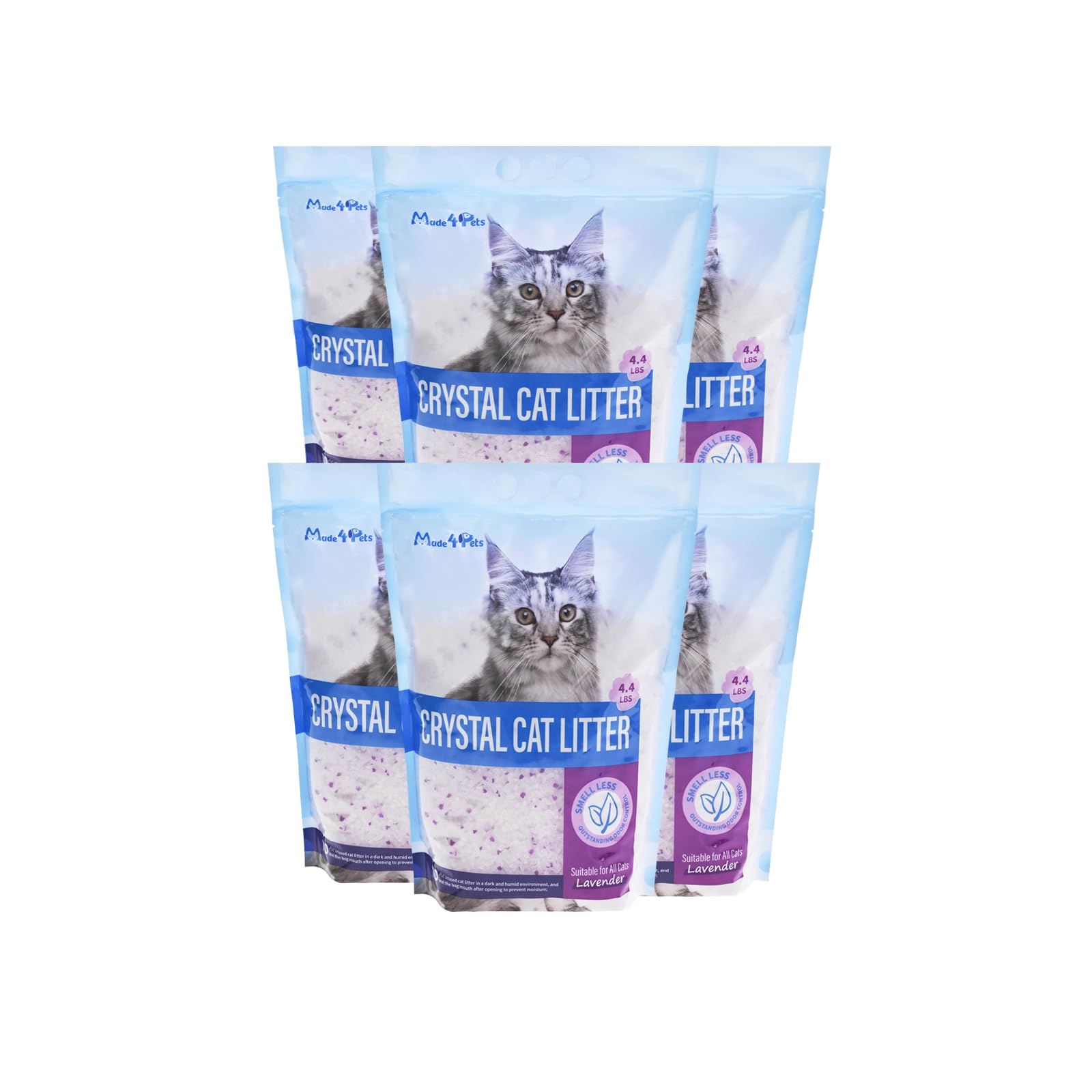 Made4Pets Cat Litter Crystals, Non Clumping Cat Litter Odor Control Kitty Litter Non Clumping No Scooping Low Dust, Low Tracking