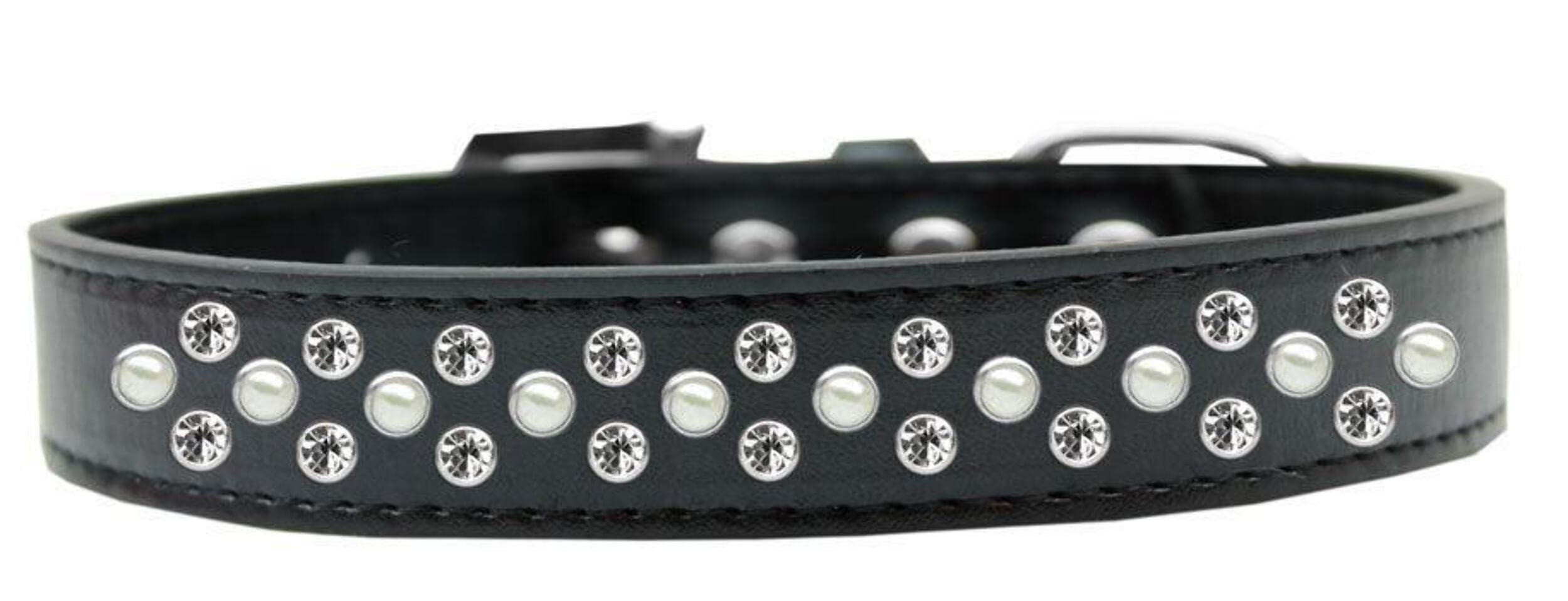 Mirage Pet Products Sprinkles Dog Collar with Pearl and Clear Crystals, Size 18, White