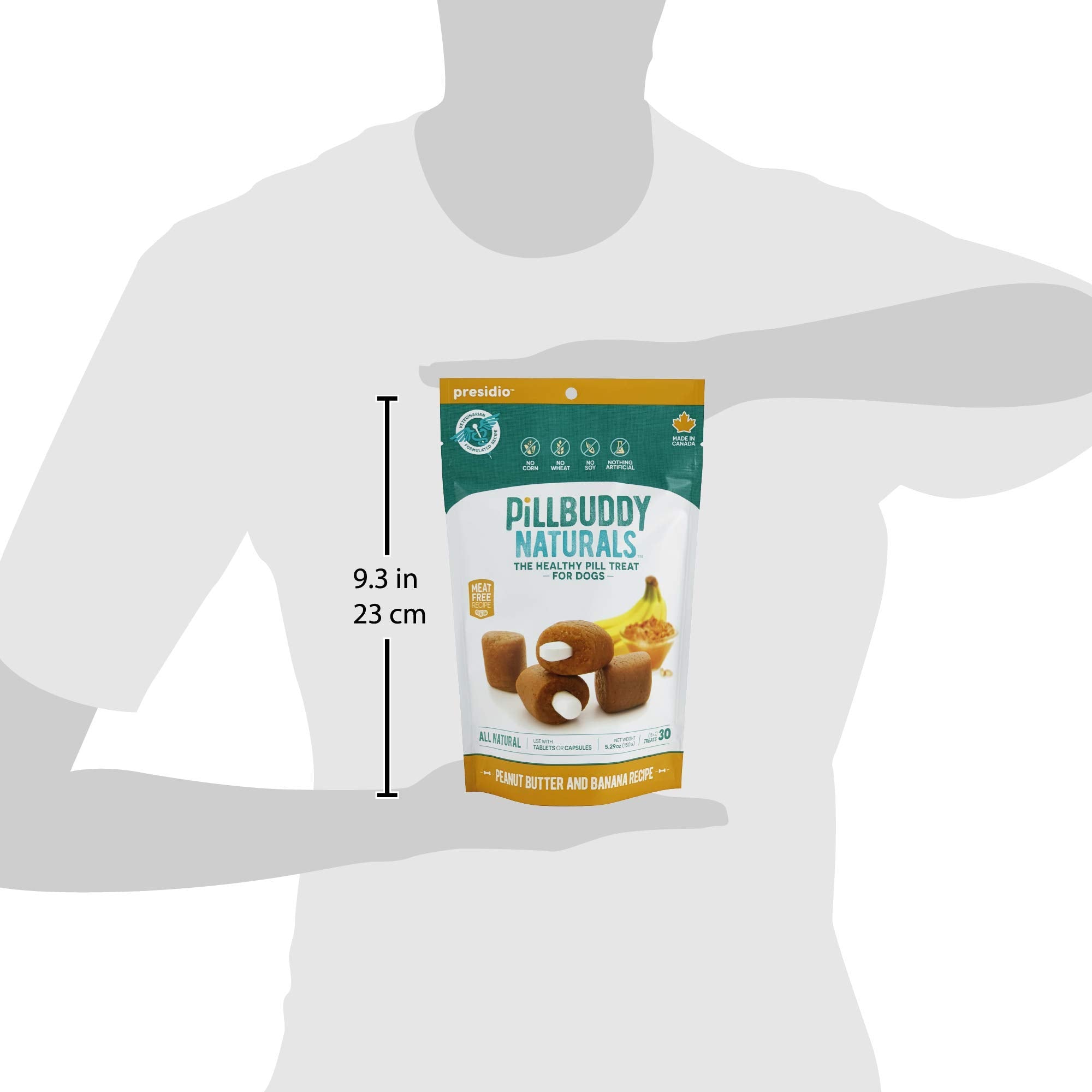 Presidio Pill Buddy Naturals Dog Treats, Peanut Butter & Banana, 30-Count, Brown, Model PBNPBB-9454