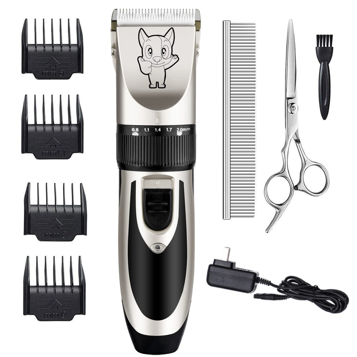 Dog Grooming Kit Clippers, Low Noise, Electric Quiet, Rechargeable, Cordless, Pet Hair Thick Coats Clippers Trimmers Set, Suitab