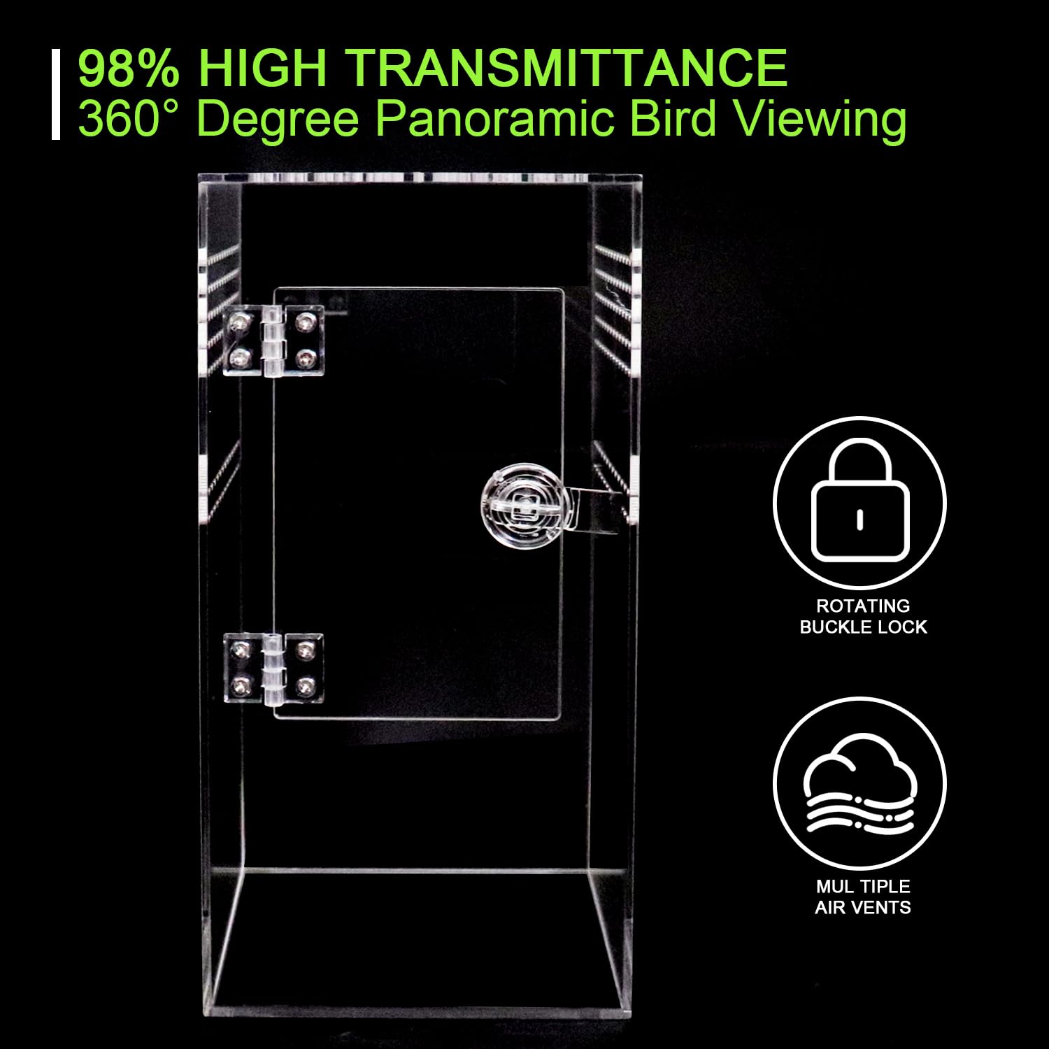 Naneezoo Jumping Spider Enclosure With Front Opening Door, 6''X6''X12'' Reptile Breeding Box Micro Habitat Terrarium For Small T