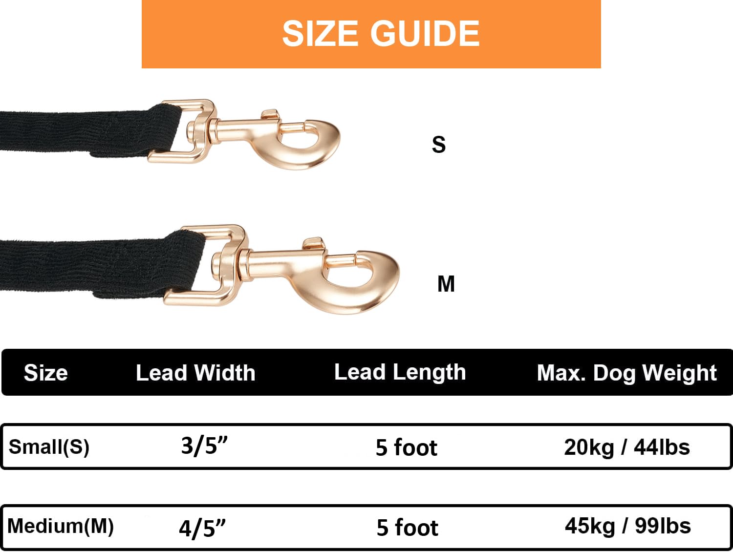 Ewinoom Soft Cotton Dog Leash, 5 Ft Heavy Duty Corduroy Dog Leashes With Gold Metal Hook For Small Medium Large Dogs,Small,Black