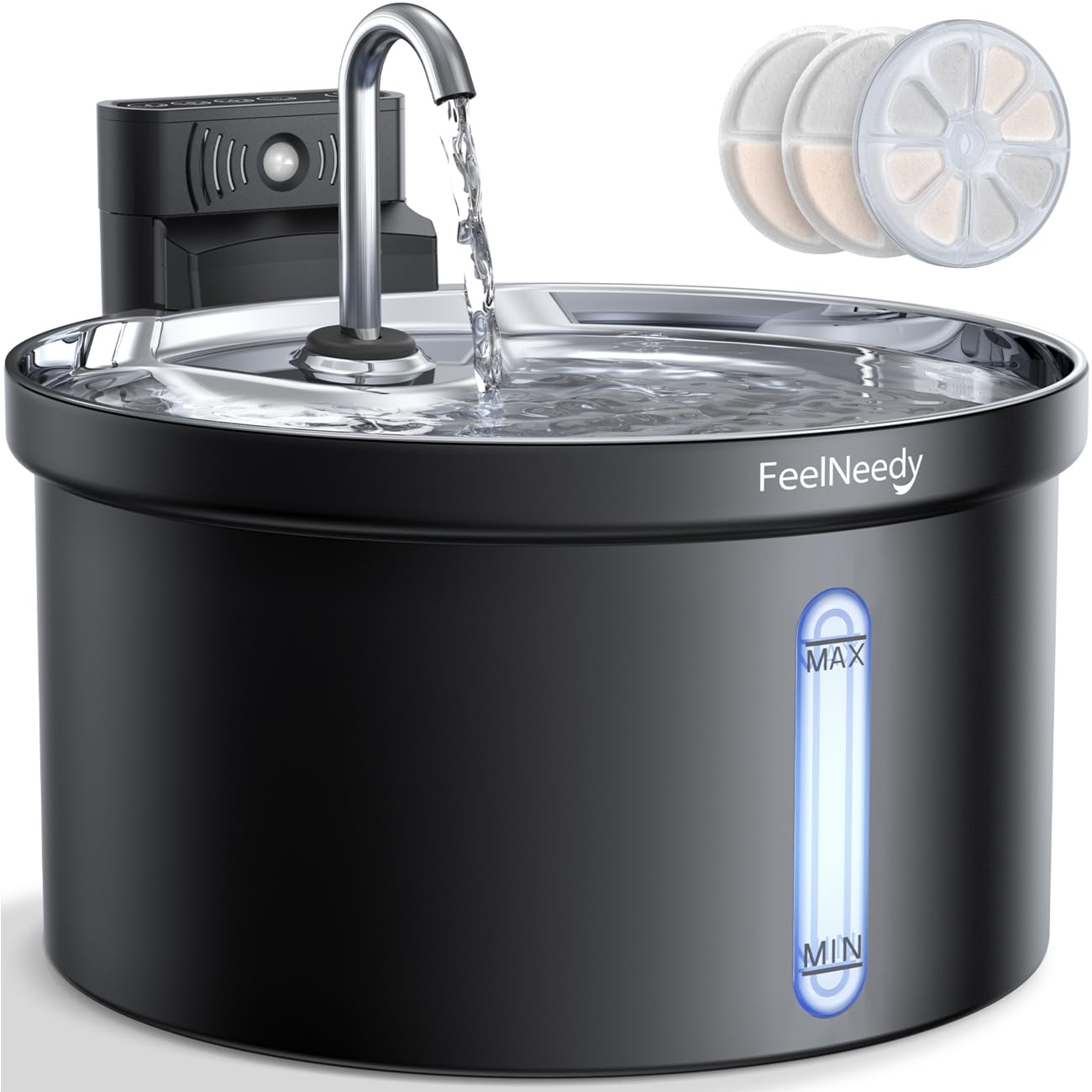 Wireless Cat Water Fountain [Water & Battery Separation] Feelneedy 4000Mah Battery Operated Cat Fountain, Cordless Pet Fountain 