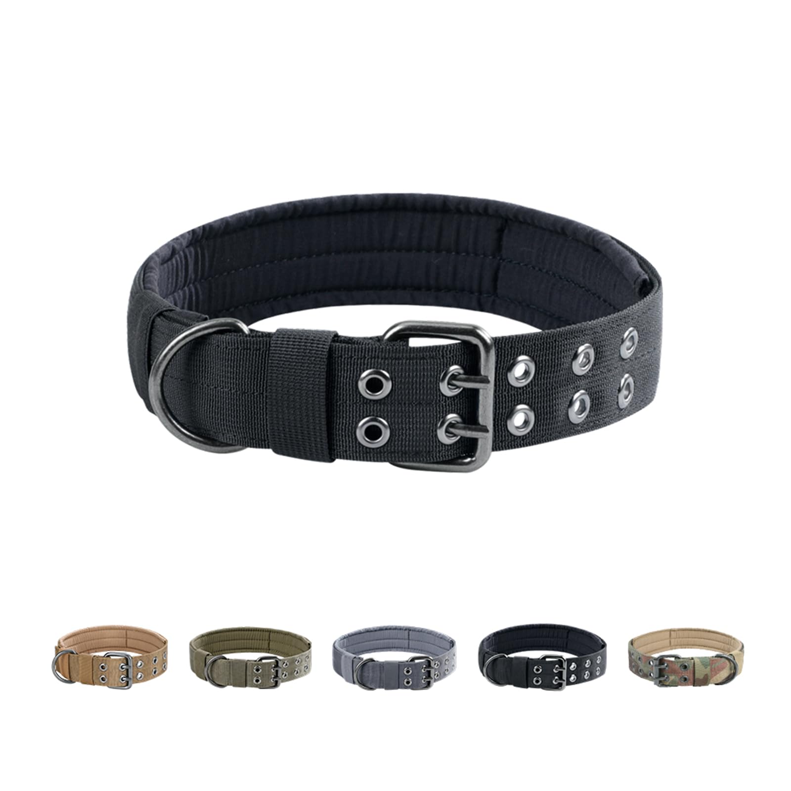 Excellent Elite Spanker 1.5' Width Military Dog Collar Adjustable Metal D Ring & Buckle Working Dog Collar For Medium Large Dogs(Black-Xl)