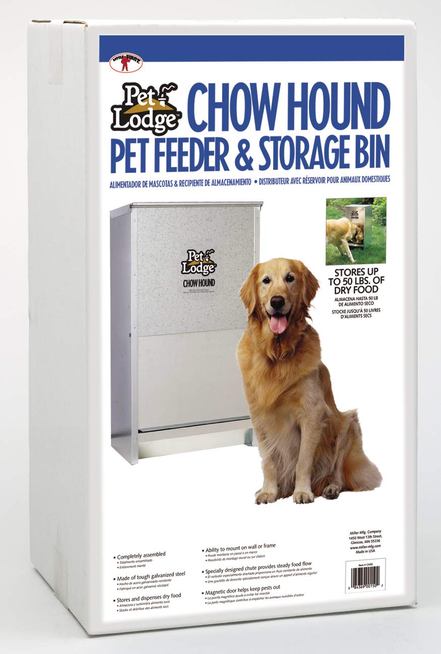 Pet Lodge Automatic Dog Feeder | Chow Hound Outdoor Pet Feeder | Tough Galvanized Steel | Made in USA | 50 Pound