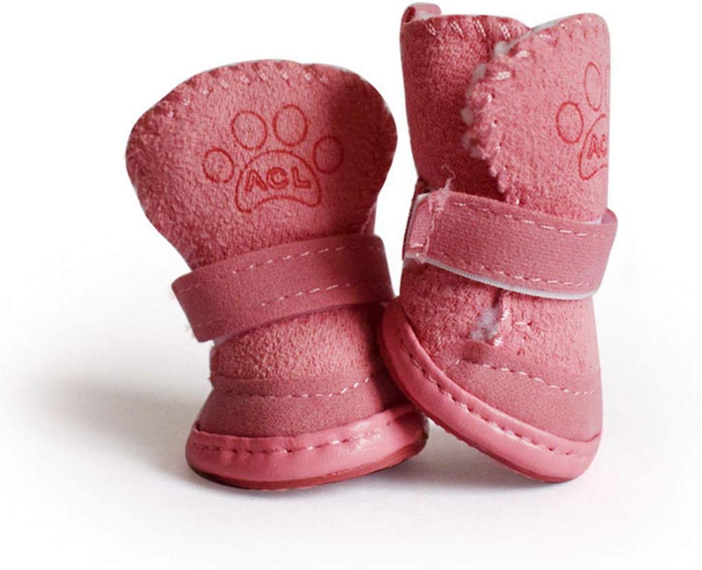 Payanwin Dog Boots Paw Protector, Anti-Slip Dog Shoes,Dog Australia Boots Pet Antiskid Shoes Winter Warm Skidproof Sneakers, For Small Dog (#1, Pink)