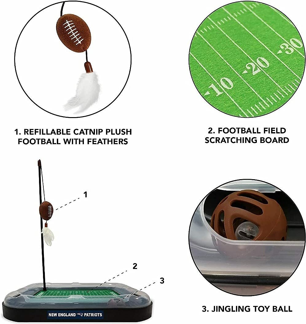 CAT SCRATCHING BOARD NFL LOS VEGAS Raiders Football Field CAT Scratcher Toy. + Catnip Filled Plush Football Toy&Feather Cat Toy