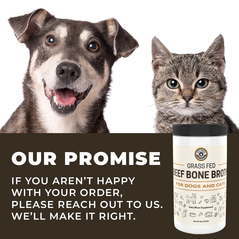 8oz Beef Bone Broth Powder for Dogs and Cats - Human Grade Grass-Fed for Picky Eaters - Supports Joints and Gut Health - Single