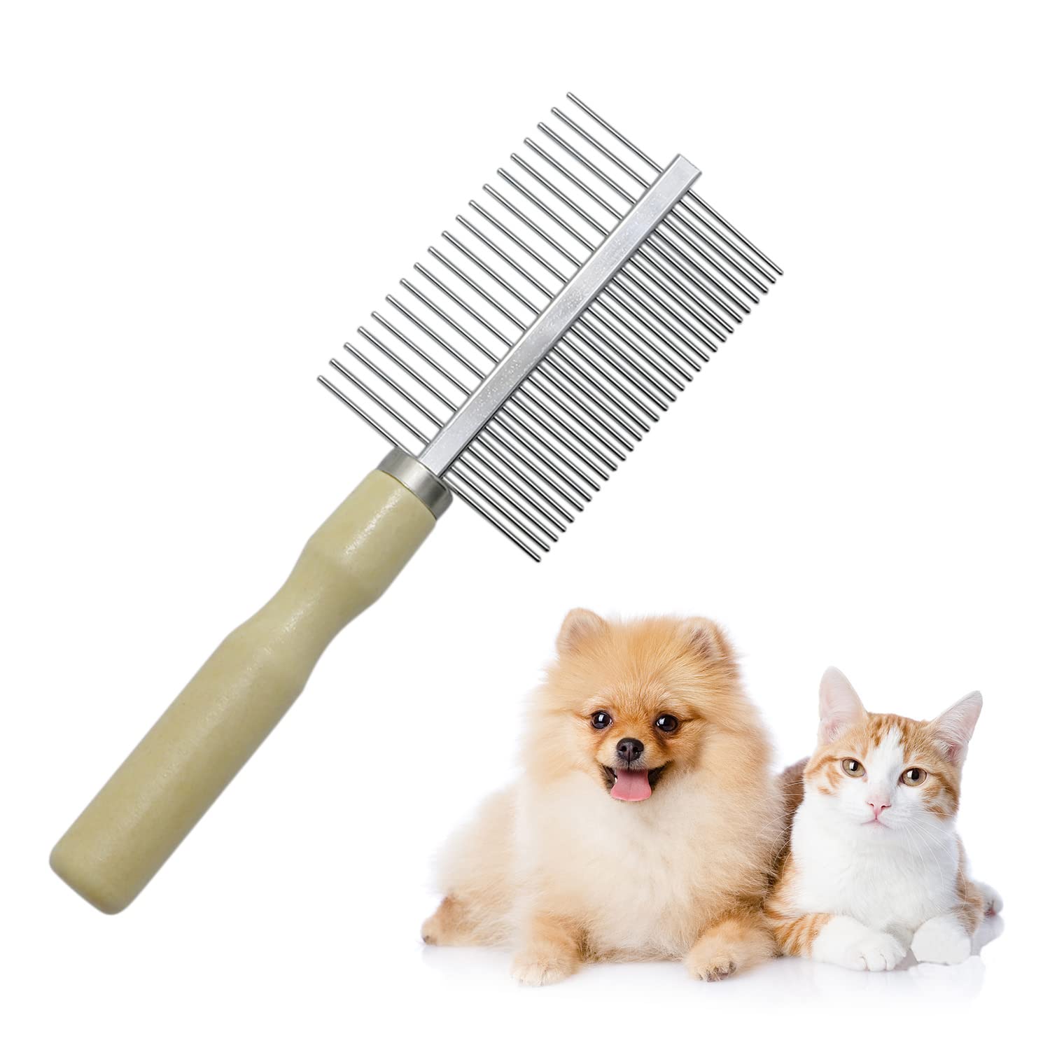 Wooden Handle Grooming Comb For Dogs Cats Pet(Multitooth)