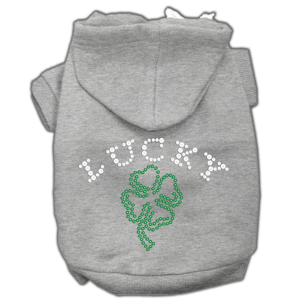 Pet, Dog & Cat Hoodie Rhinestone, &quot;Four Leaf Clover Outline&quot; Cream XS (0-3 lbs.)