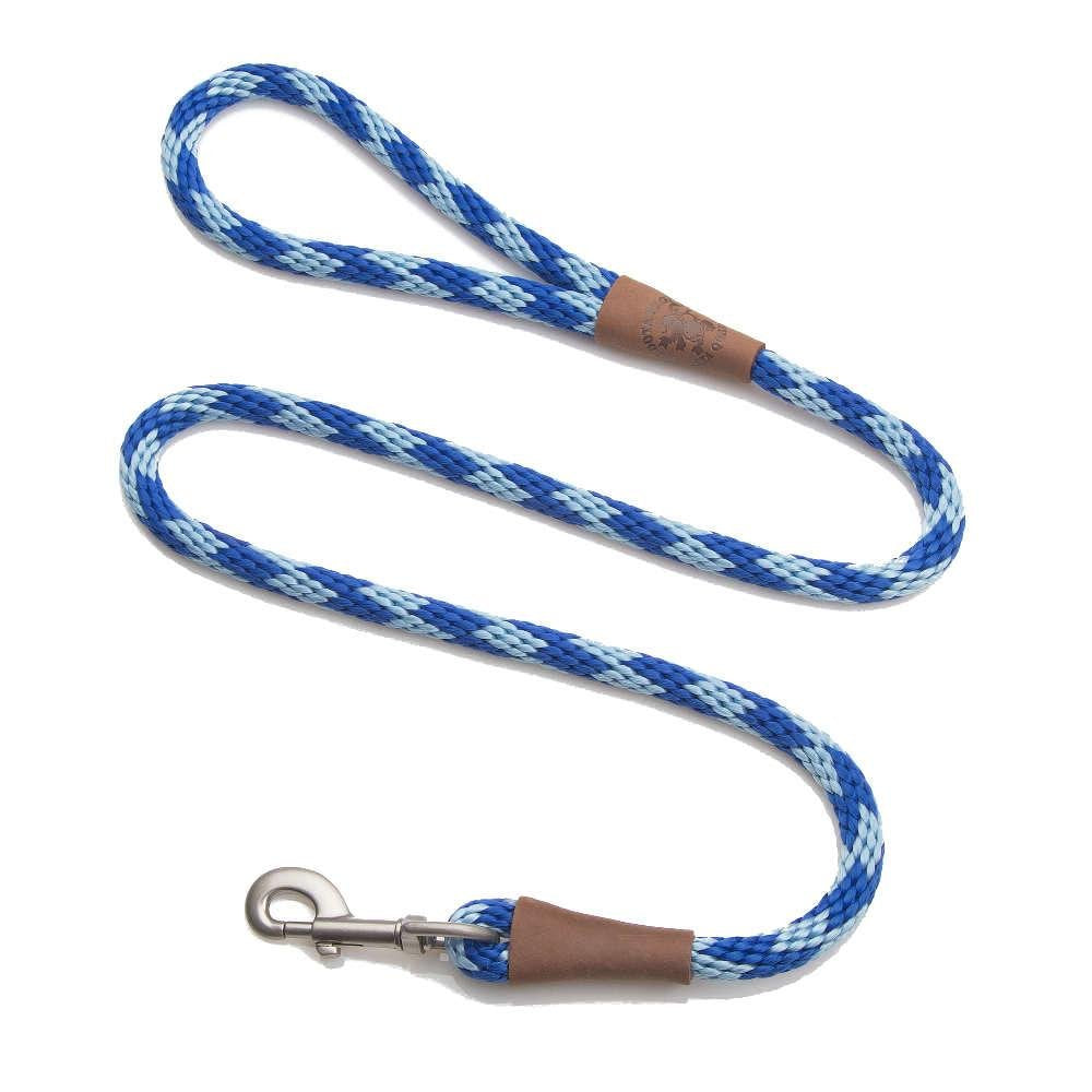 Mendota Pet Snap Leash - British-Style Braided Dog Lead, Made In The Usa - Sapphire, 3/8 In X 6 Ft - For Small/Medium Breeds