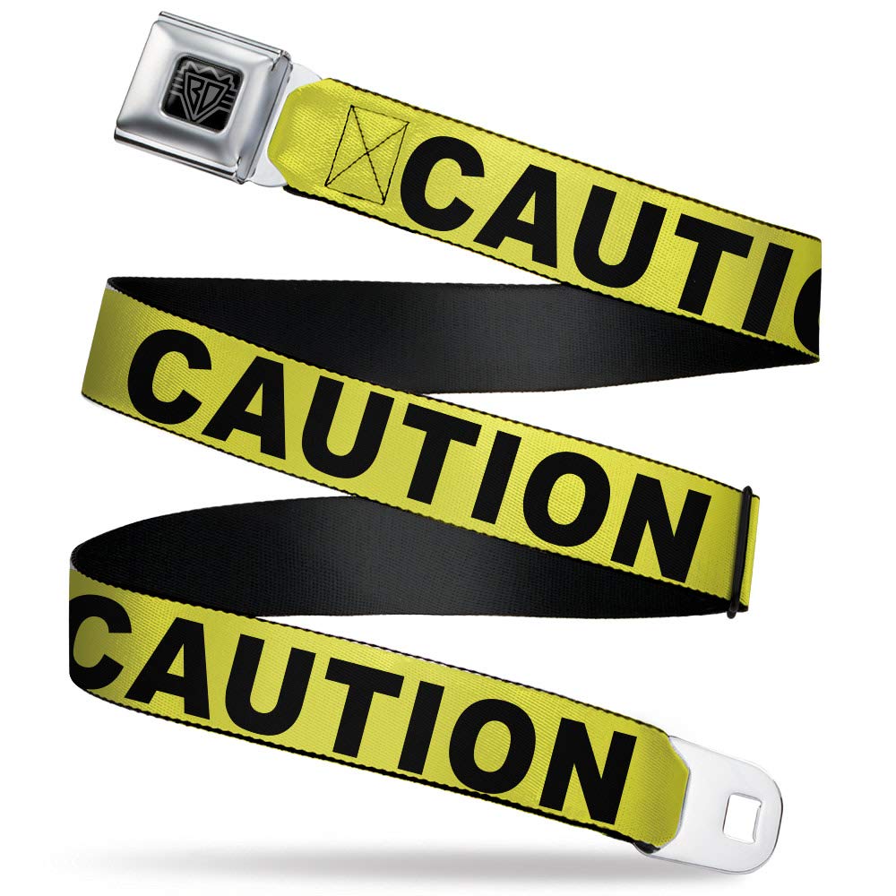 Buckle-Down Seatbelt Belt - Caution Yellow/Black - 1.0 Wide - 20-36 Inches In Length