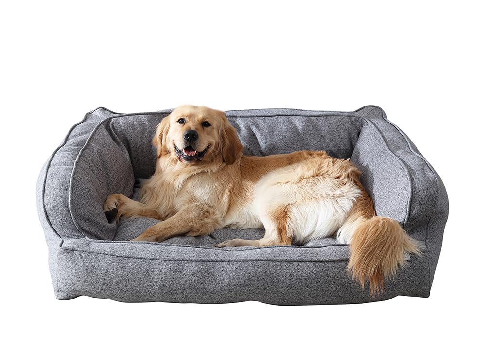 Paws & Claws Arlee Sofa Couch Pet Dog Bed - Chew Resistant - Memory Foam - Assembled Usa, Large/Extra Large, Drizzle Gray, 40.0