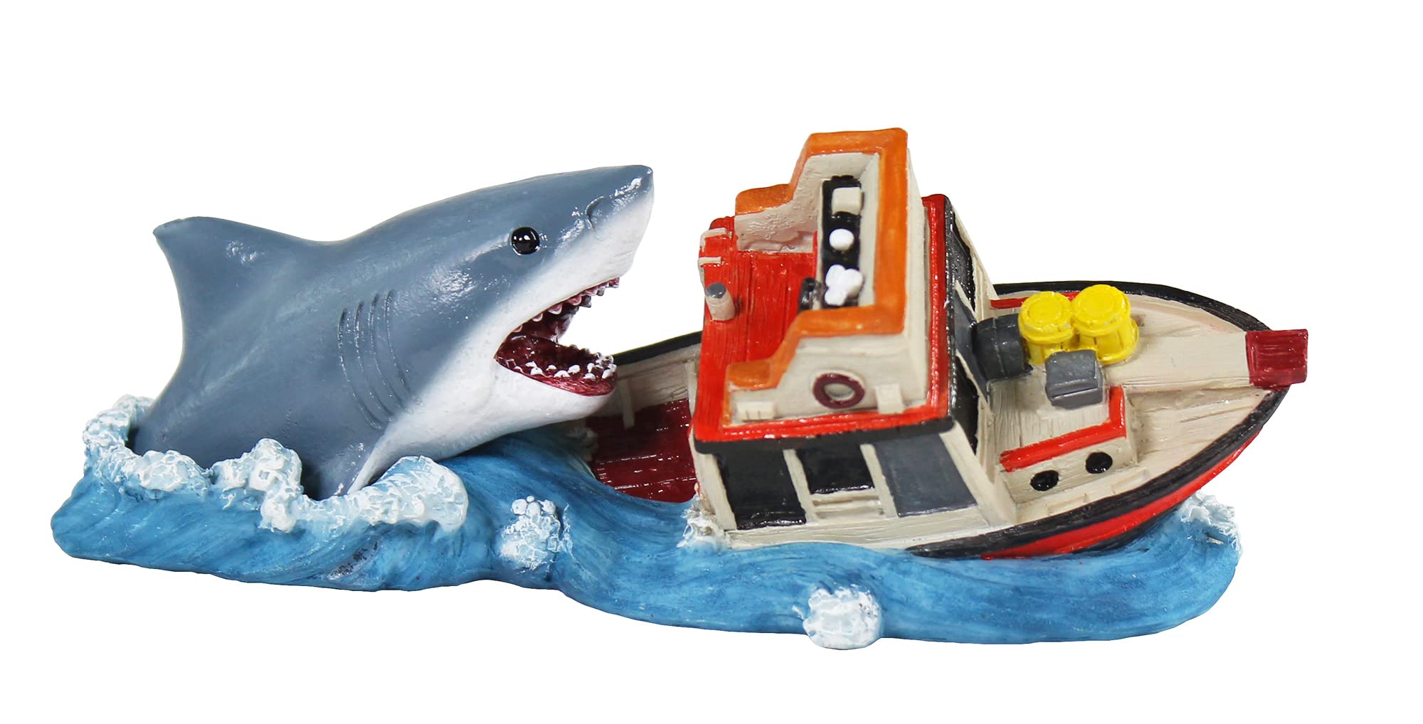 Penn-Plax Jaws Officially Licensed Aquarium Decoration - Boat Attack - Safe For Freshwater And Saltwater Fish Tanks - Small