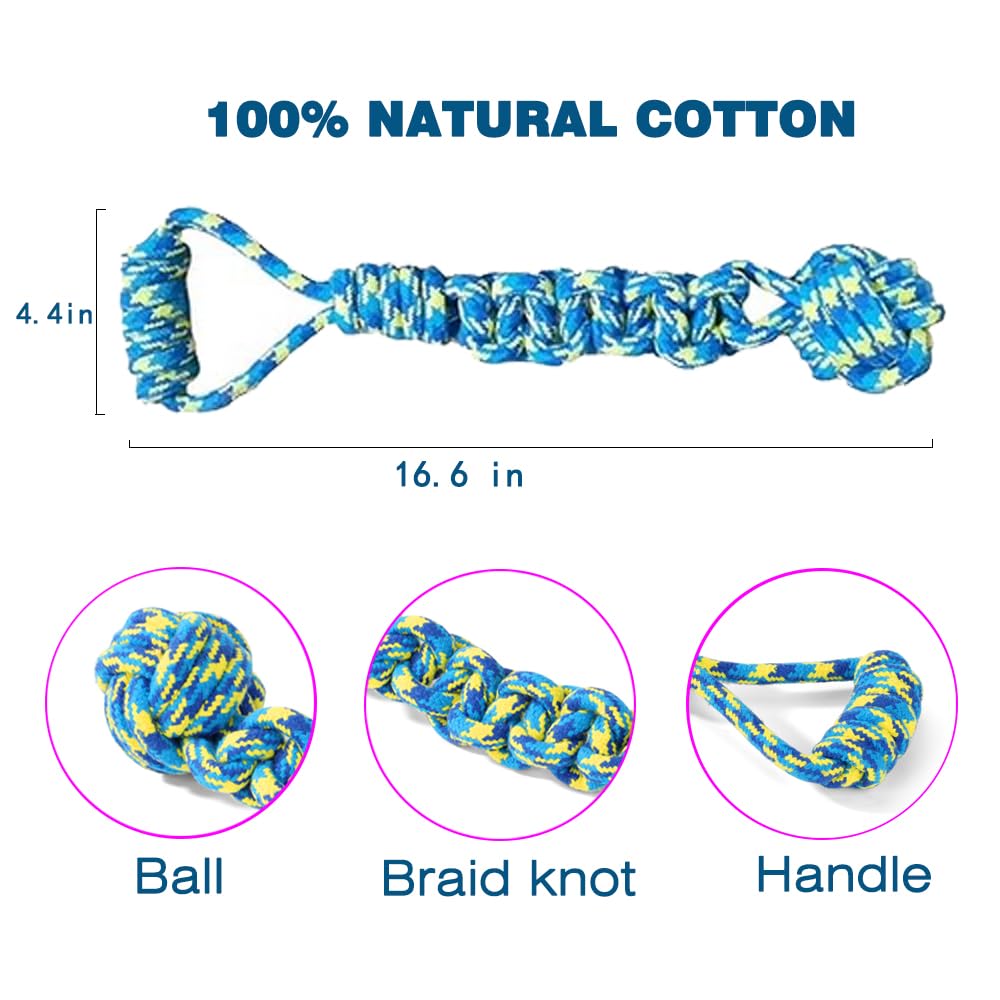 Mqumd Dog Rope Toy, Indestructible Cotton Ropes Dog Toy, Dental Cleaning And Teeth Care Dog Toy, Heavy Duty Dog Chew Toy, Intera