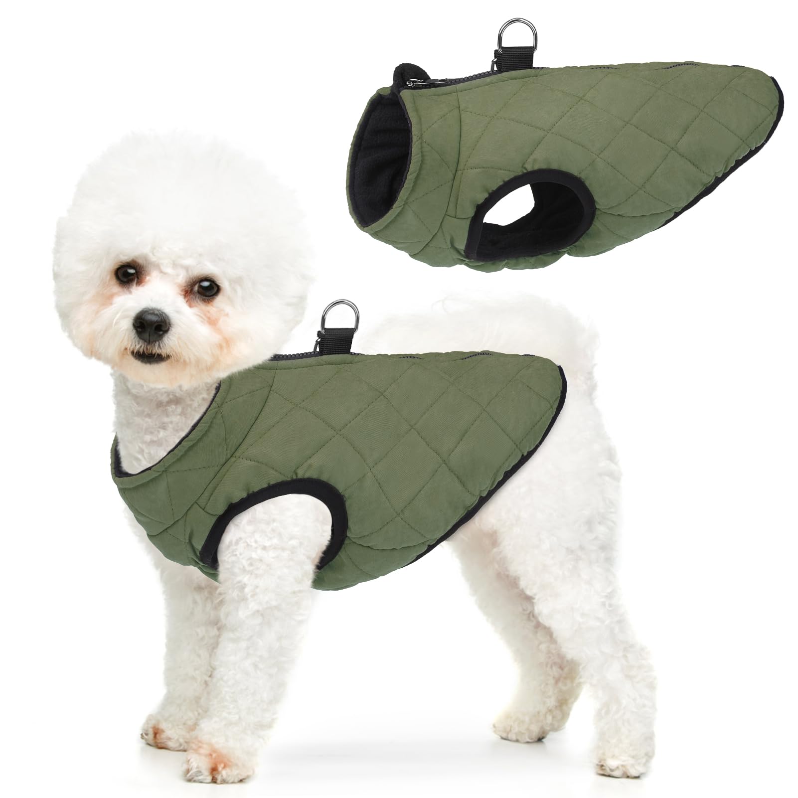 SCENEREAL Winter Dog Vest Coat with Harness Built in  Warm Dog Jacket for Small Medium Dogs  Dog Cold Weather Coats with Zipper  Fleece Puffer Vest Windproof Snow Clothes for Puppy Pet-New