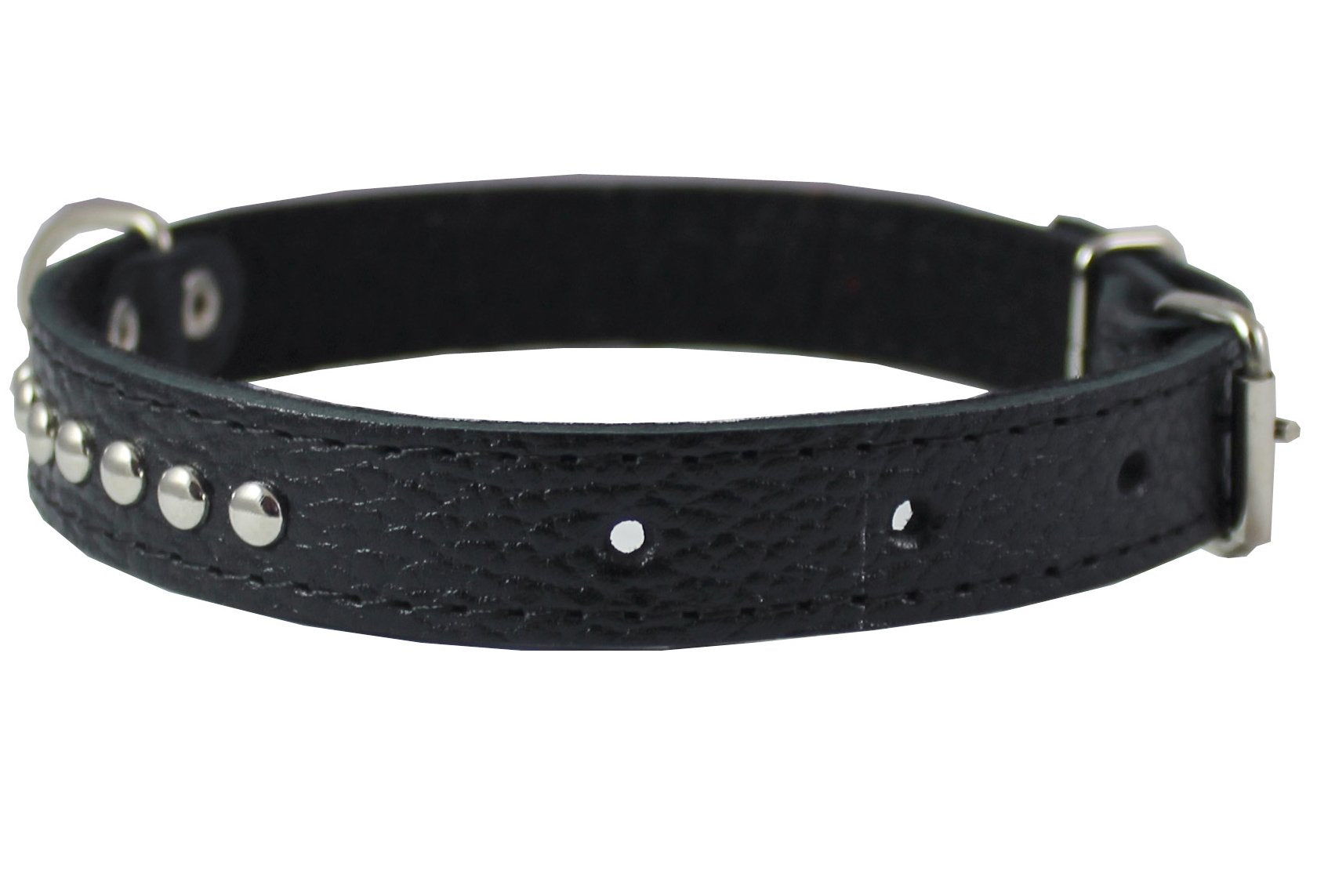 Genuine Leather Studded Padded Dog Collar 18 Long 3/4 Wide Fits 12-14.5 Neck (Black)