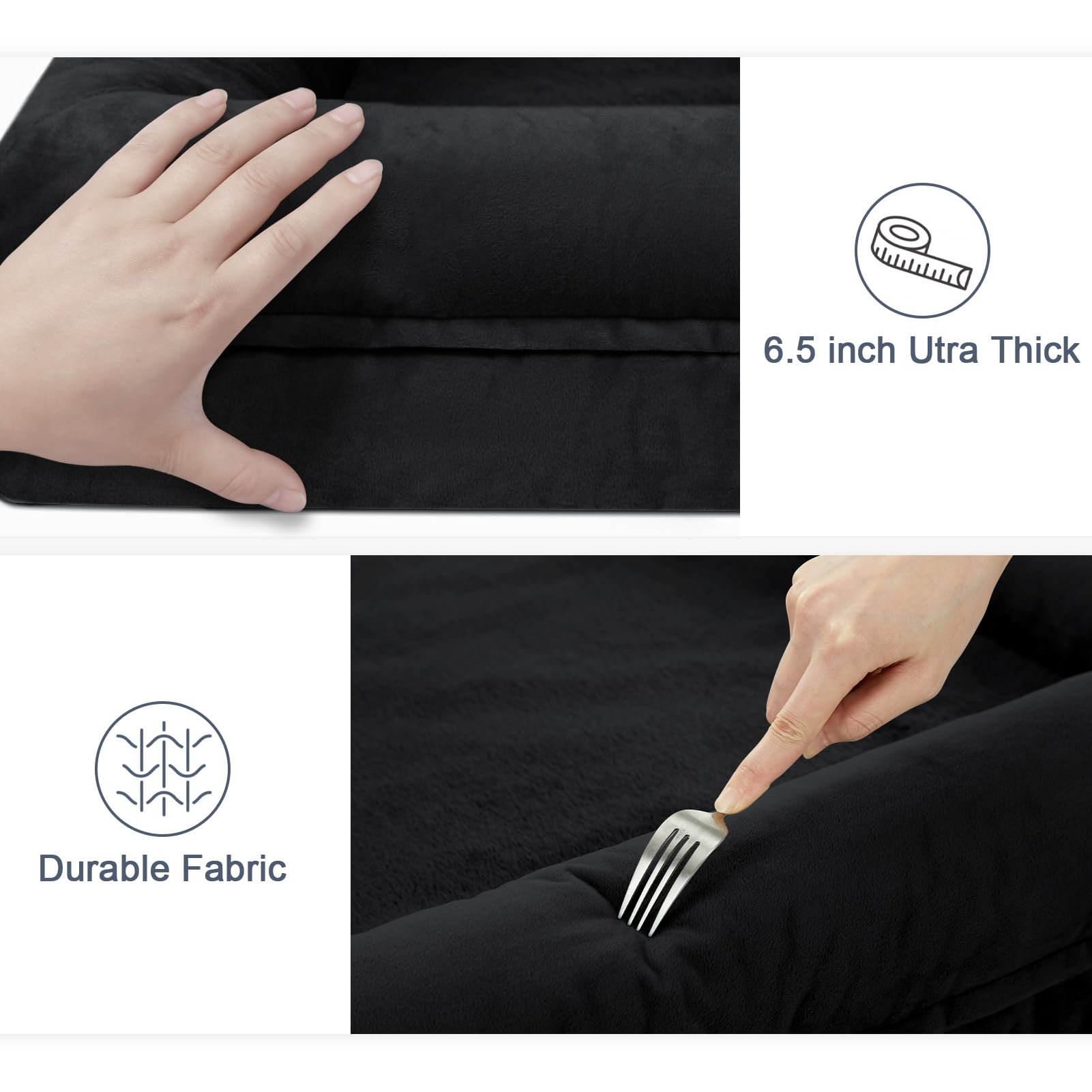 Yiruka Large Dog Bed, Black Orthopedic Dog Bed, Waterproof Dog Bed With Removable Cover, 4-Sides Removable Bolster Dog Soft Sofa Bed With Nonskid Bottom, Washable Dog Beds For Large Dogs