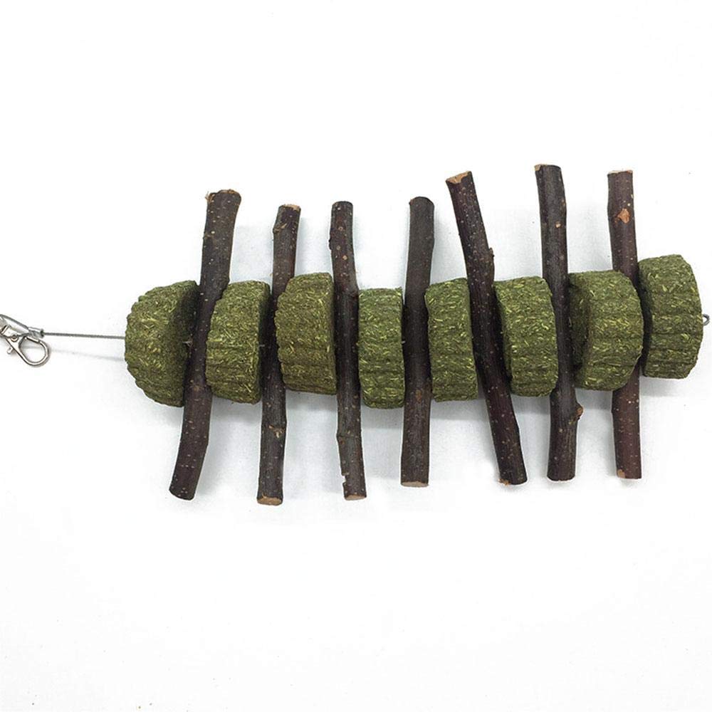 Pesandy Bunny Chew Toys For Teeth, Organic Apple Wood Molar Sticks With Timothy Hay Circles For Bunny Chinchilla Guinea Pig Hamsters Holland Lop Prairie Dogs Squirrels Gerbils, Improves Dental Health