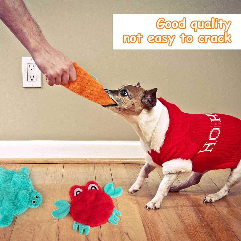 Awoof No Stuffing Dog Toys, Crinkle Dog Toys Squeaky Dog Toys Cute Animal Dog Plush Toys For Small Medium Large Dogs Puppy Teeth