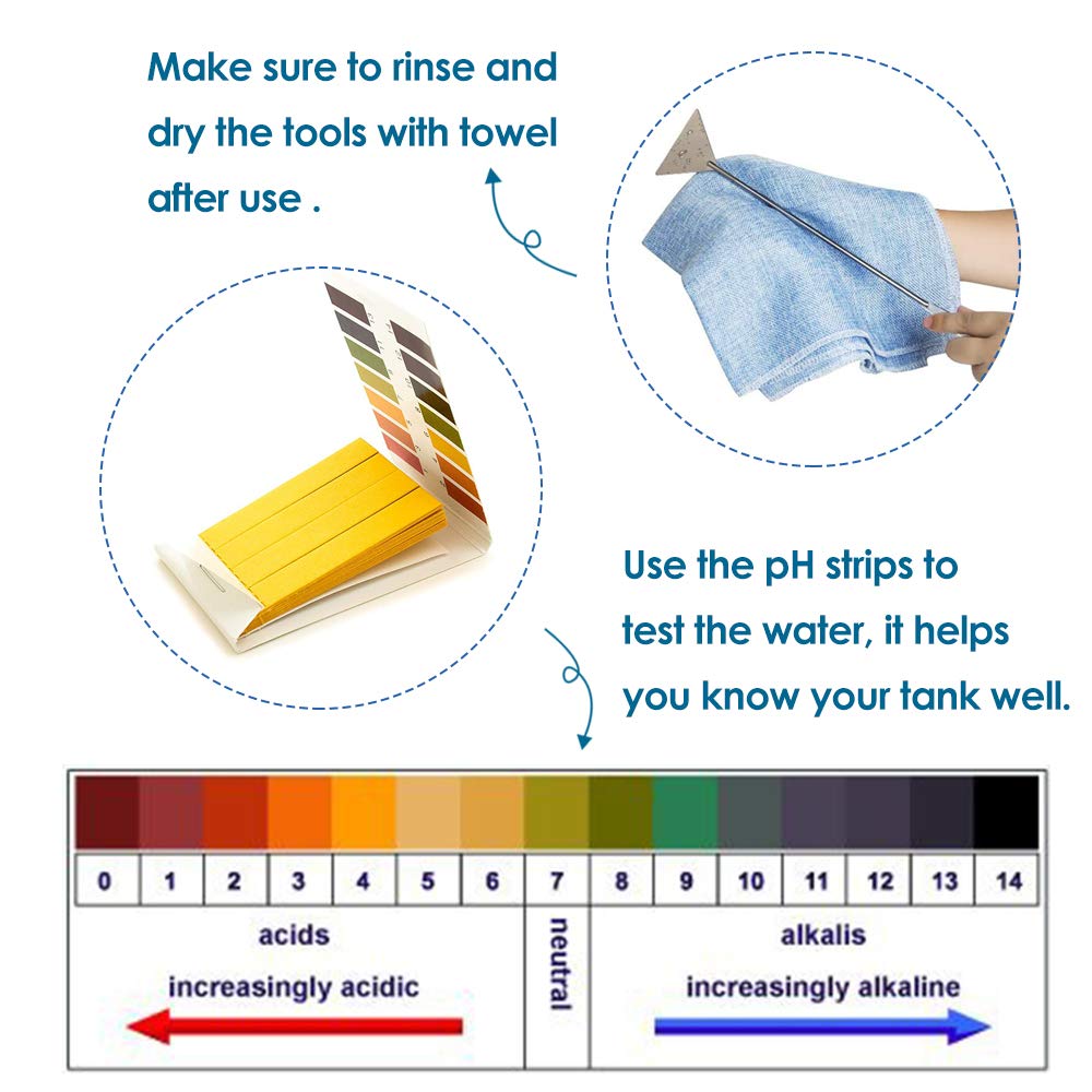 Capetsma Aquascape Long Stainless Steel Plant Tools Set - Aquarium Tweezers, Scissors, Spatula, Algae Scrapers - Fish Tank Cleaning Kit