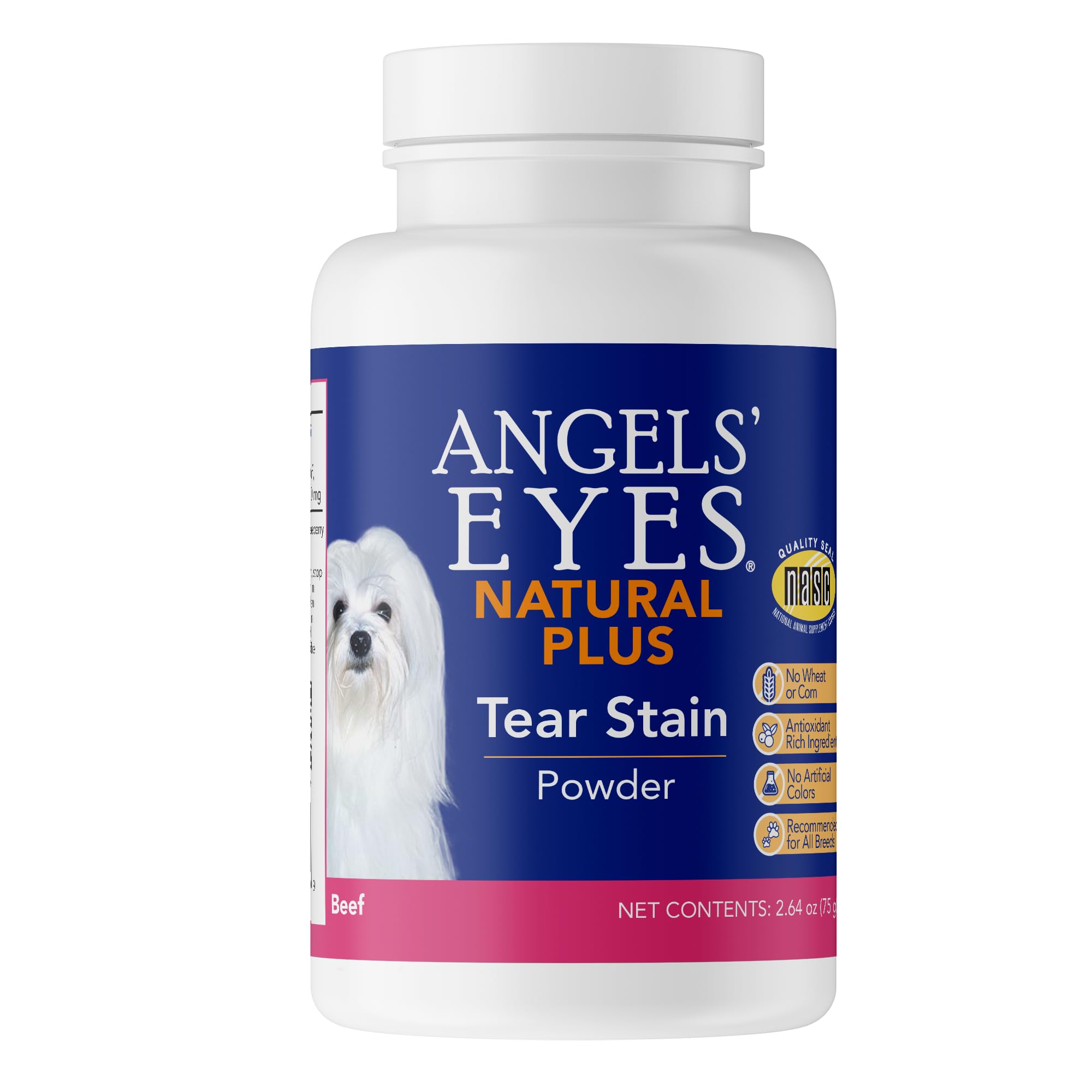 ANGELS EYES NATURAL PLUS Tear Stain Prevention Beef Powder for Dogs | All Breeds | No Wheat No Corn | Daily Support for Eye Hea
