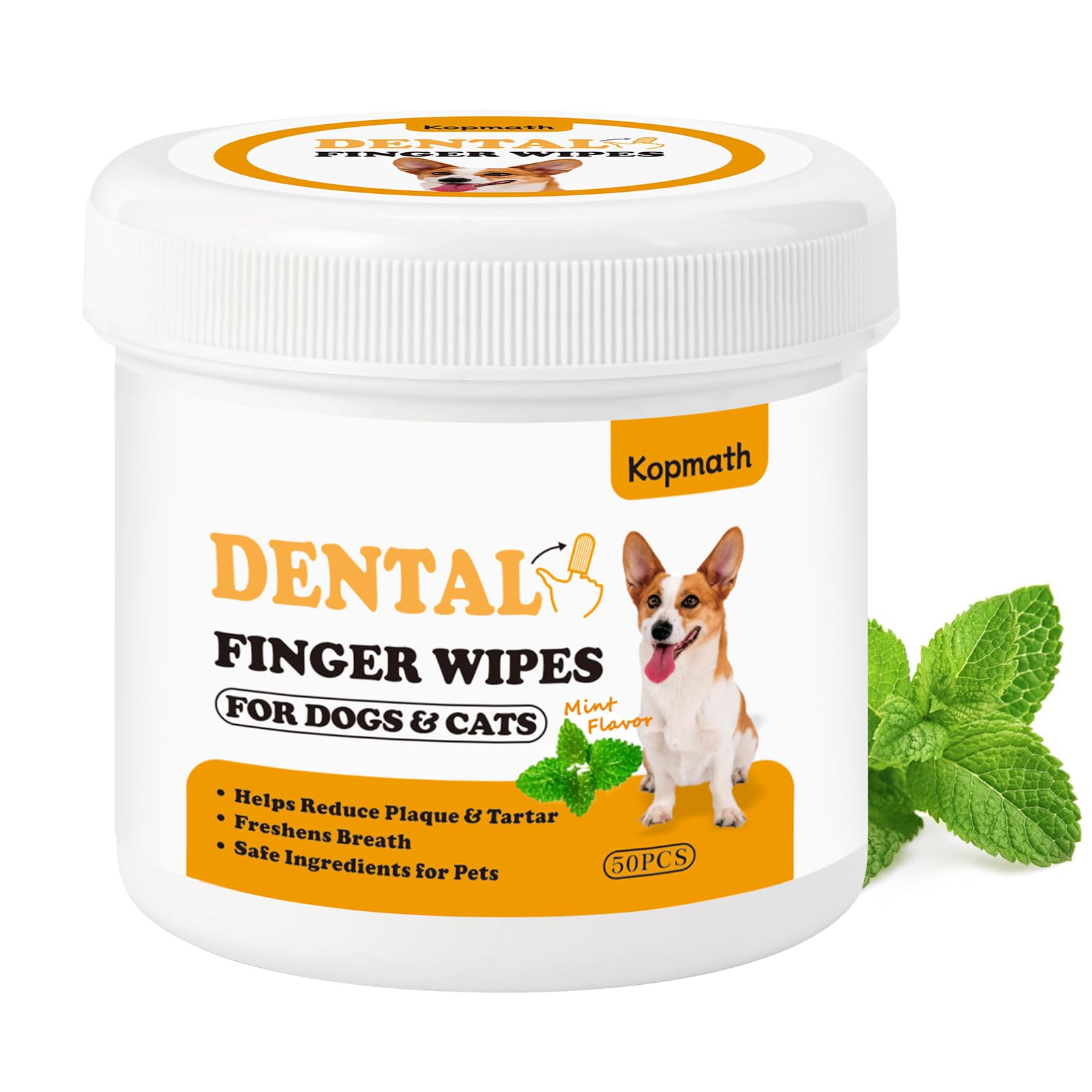 Kopmath Dog Teeth Cleaning Wipes, Wider Dog Dental Wipes For Teeth, Reduce Plaque & Tartar, Freshen Breath,Safe& Natural Pet Den