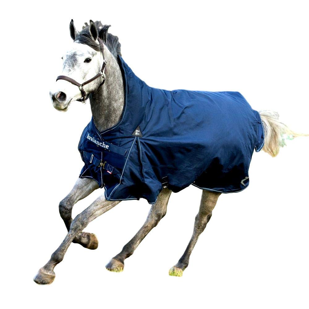 Horze Avalanche 1200D Ripstop High Neck Medium Weight Waterproof Horse Turnout Blanket (150G Fill) - Peacoat Dark Blue - 81 In