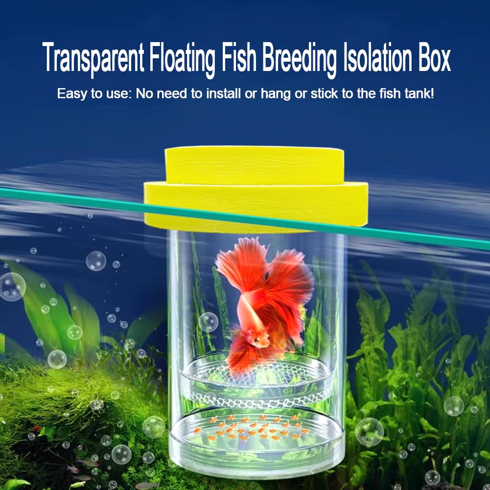 Kirmoo Floating Fish Breeding Isolation Box For Aquarium Tank Plastic Mesh Hatchery Incubator Breeder Box For Baby Fish Betta Sh