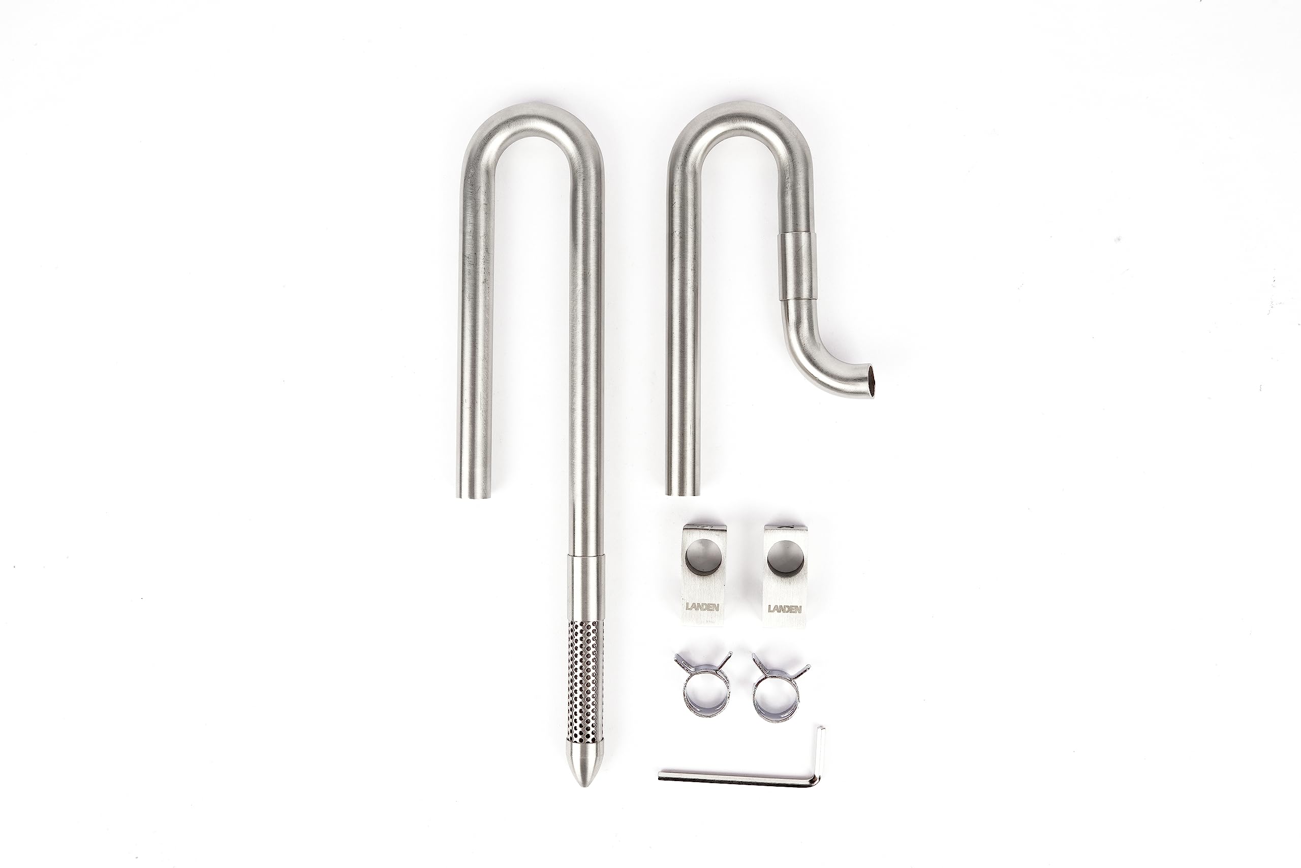 LANDEN 304 Stainless Steel Lily Pipes Set for Rimless Aquariums, Inflow/Outflow, 12mm Diameter