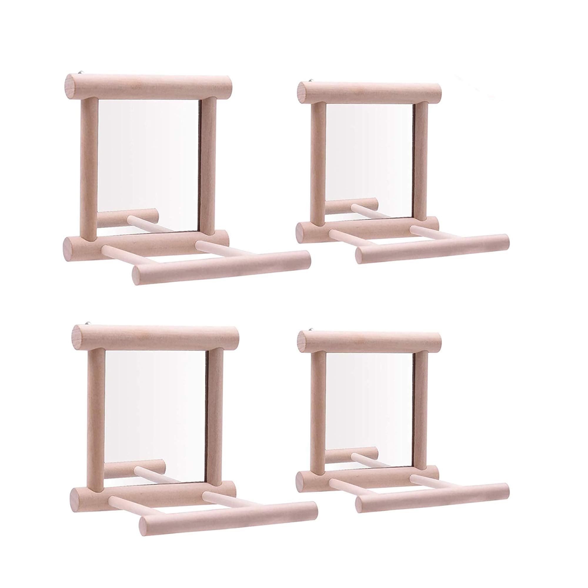 Hanze Bird Mirror With Swing Hummingbird Swing Bird Perches For Parrots Stand Wooden Swing Toy For Macaws Lovebird Cockatoo Para