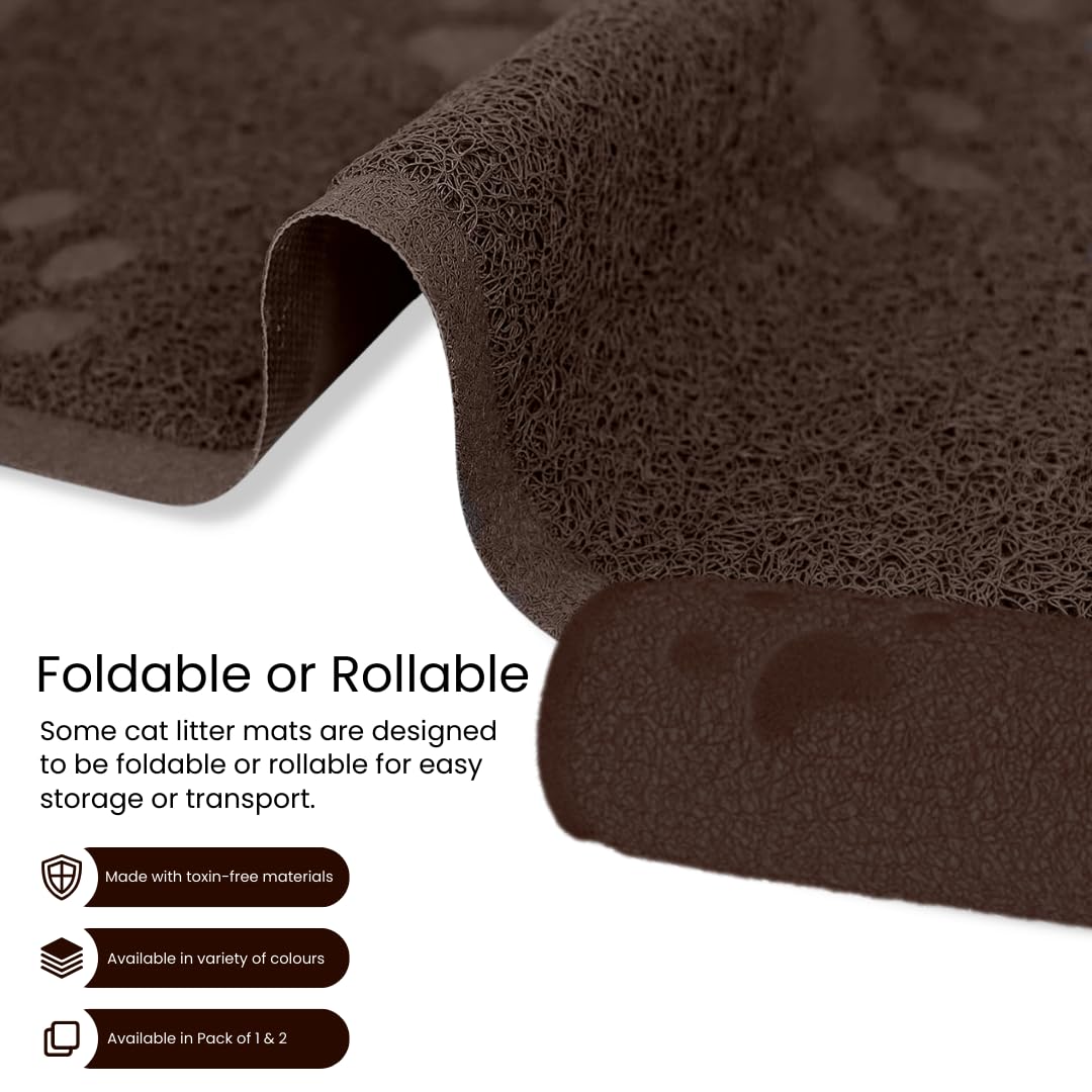 Andalus Medium Cat Litter Mat, Pack Of 1 - Waterproof, Non-Slip & Easy To Clean Cat Litter Box Mat For Extra Efficient Pet Litter-Trapping, Brown (23.5” X 15.75”)