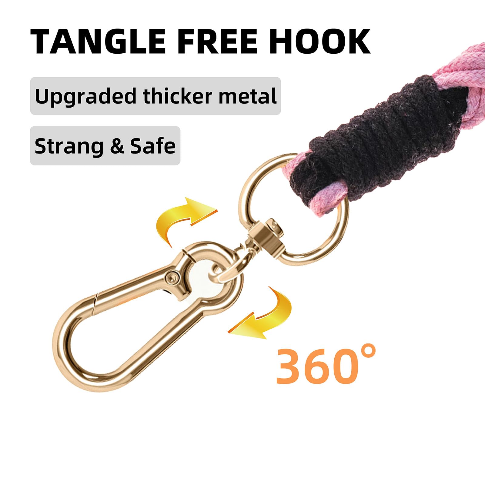 Handmade 5Ft Braided Cotton Dog Leash With Unique Floral Handle, Durable And Stylish, Ideal For Small To Large Dogs, Black & Pin