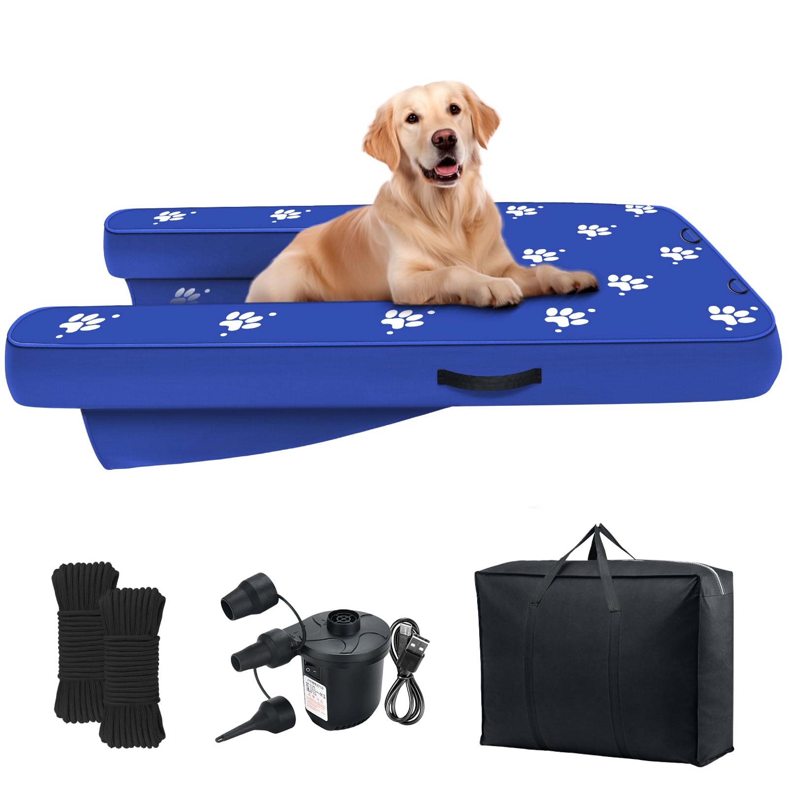 Ngnfzq Inflatable Dock Platform With Electric Pump, Dog Boat Ramp Floating Non-Slip Oxford And Pvc With Water Ramp For Dogs Pool