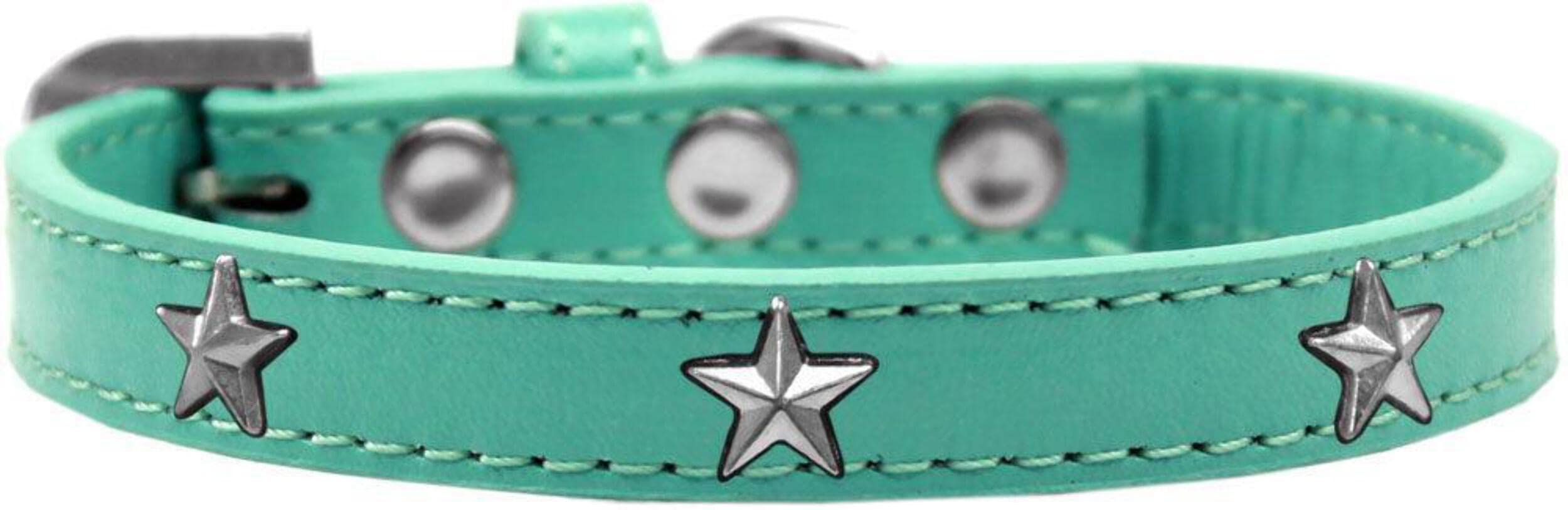 Dog, Puppy & Pet Widget Fashion Collar, &quot;Silver Star&quot; Aqua 16