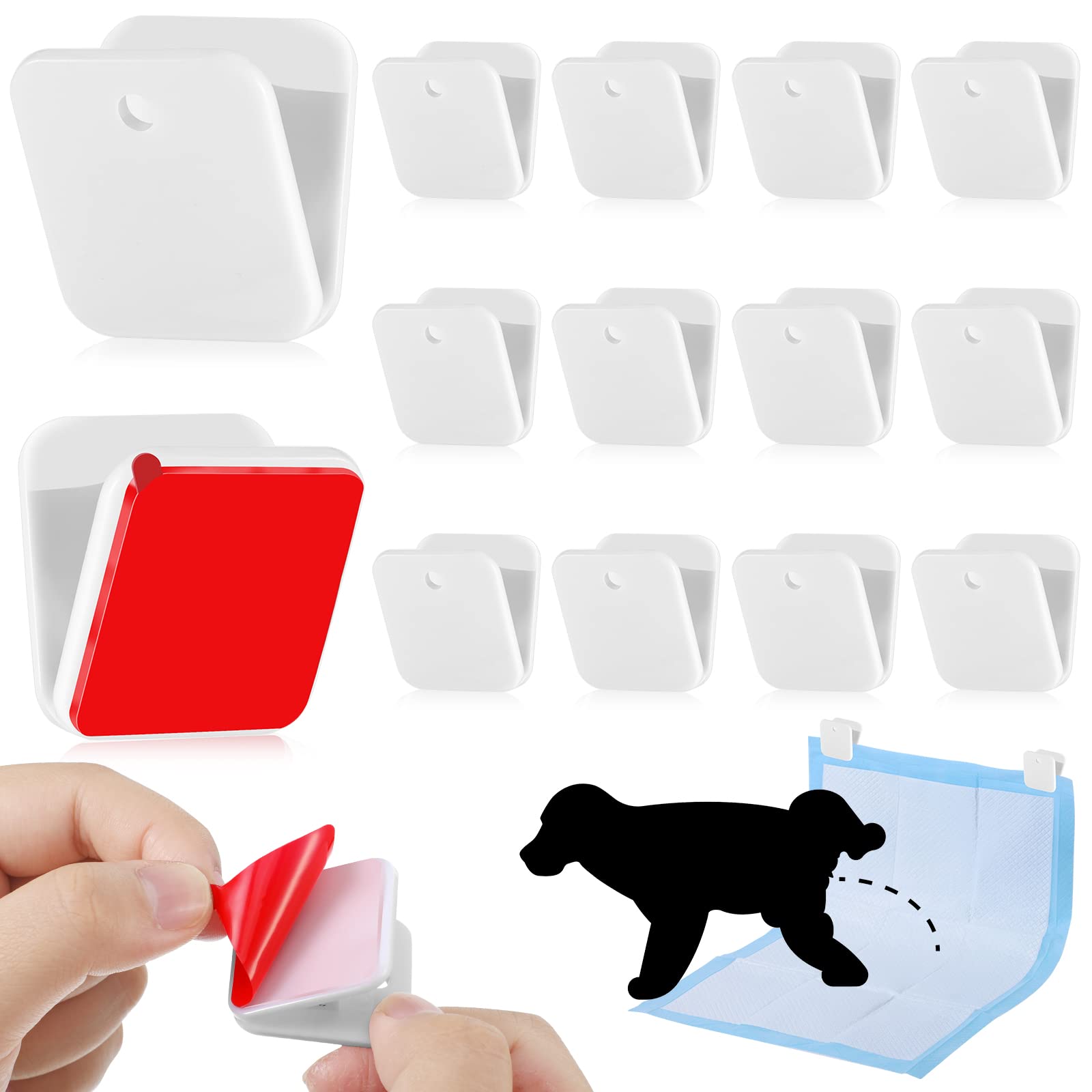 Yalikop 12 Pcs Wall Pee Pad Holder Dog Potty Training Pad Sticky Wall Clip Transparent Adhesive Clips With 6 Pcs Strong Adhesive