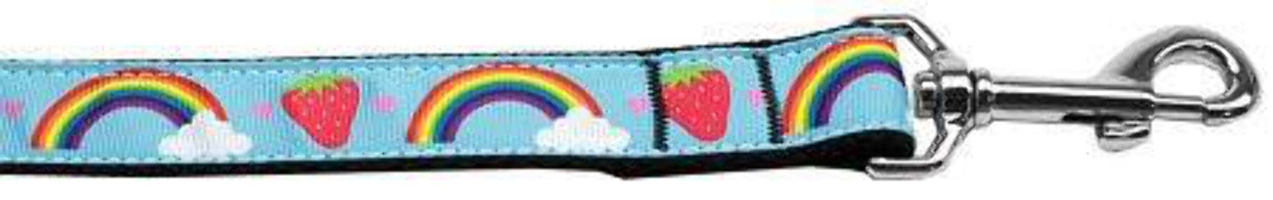Pet Dog and Cat Nylon Collar or Leash, &quot;Rainbows & Berries&quot; MD Collar