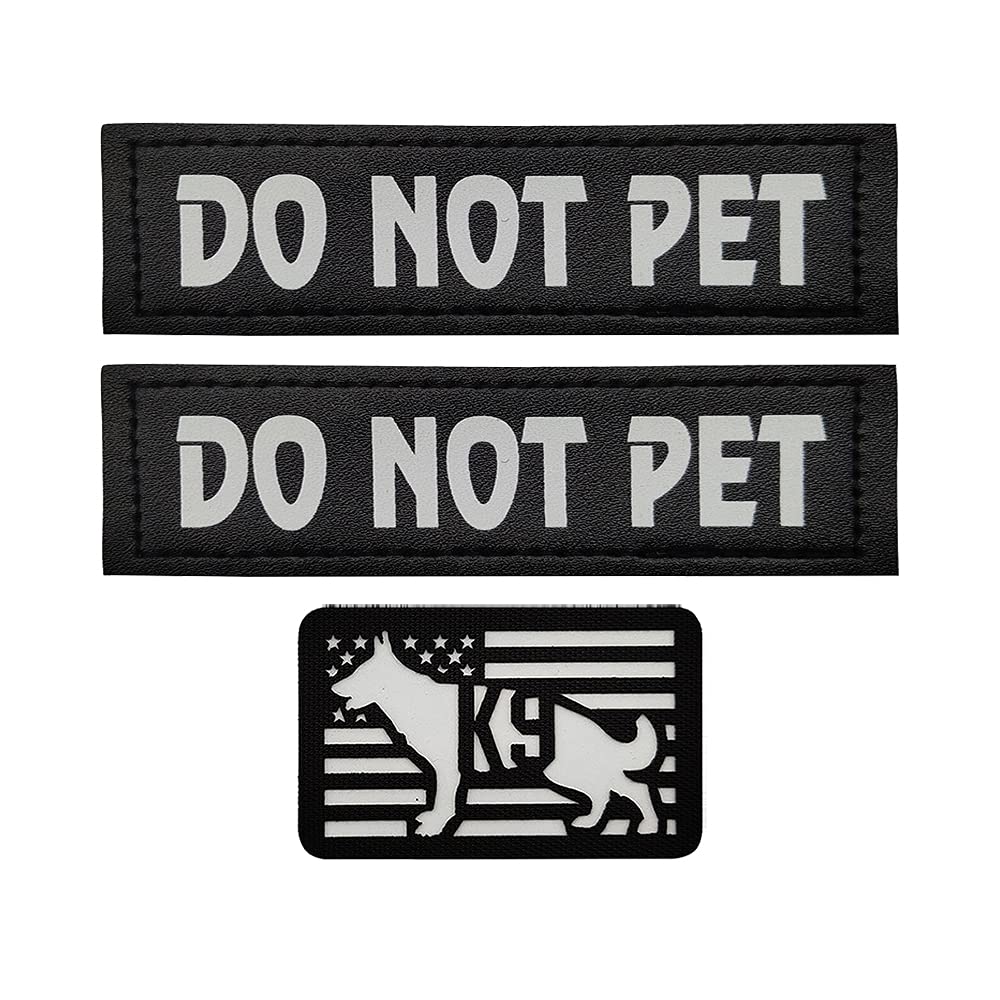 3Pcs Aliplus Reflective Dog Patches K9 Patch Removable Hook Loop Patch For Dog Vest Harness Service Dog In Training(Do Not Pet)