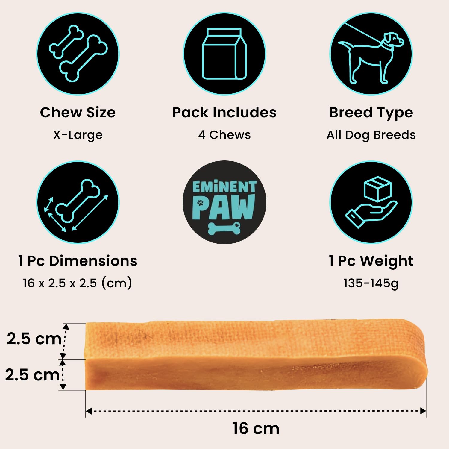 EMINENT PAW Yak Cheese Chews for Dogs - Natural & High-Protein Dog Chew | 100% Himalayan Yak Milk Treats | No Artificial Additiv