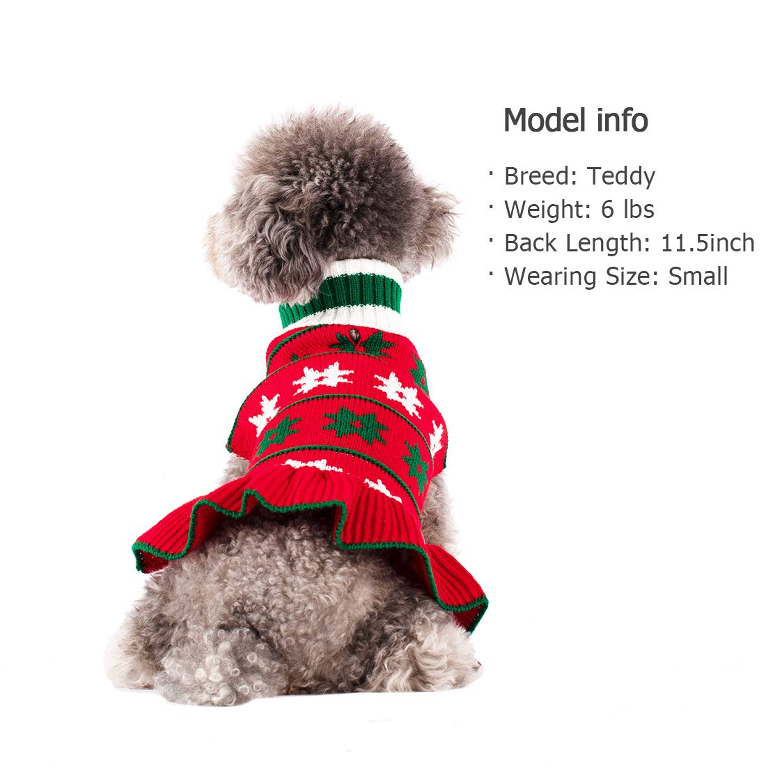 Kyeese Christmas Dog Sweater Dress Turtleneck Dogs Pullover Knit With Leash Hole Dog Sweater Cute For Fall Winter Warm