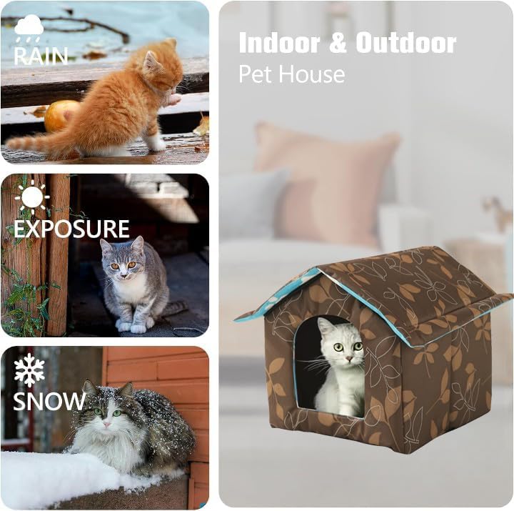 Chris Good Feral Cat House, Cat House Outdoor, Waterproof Shelter For Stray Cats, Weatherproof For Winter (Leaf, Large)