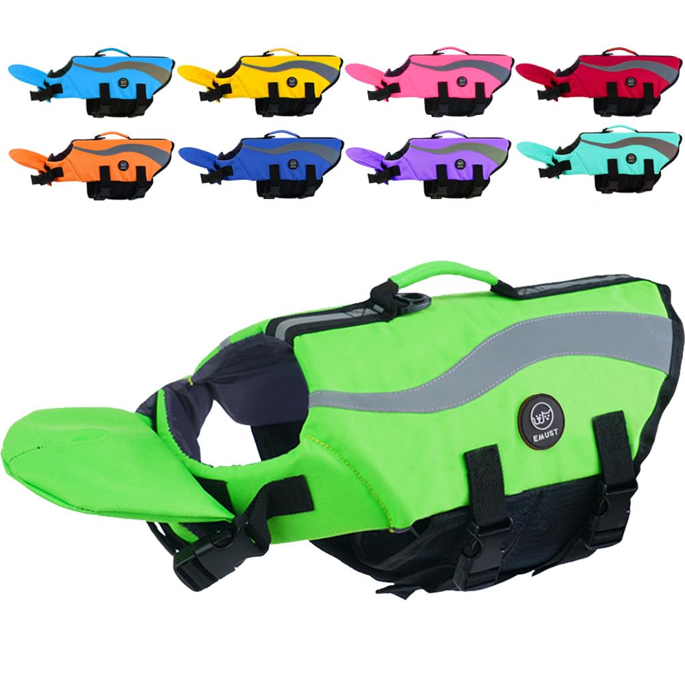 Emust Life Preserver For Dogs, Lightweight Small/Medium/Large, Xl Life Jacket For Swimming/Boat, Green