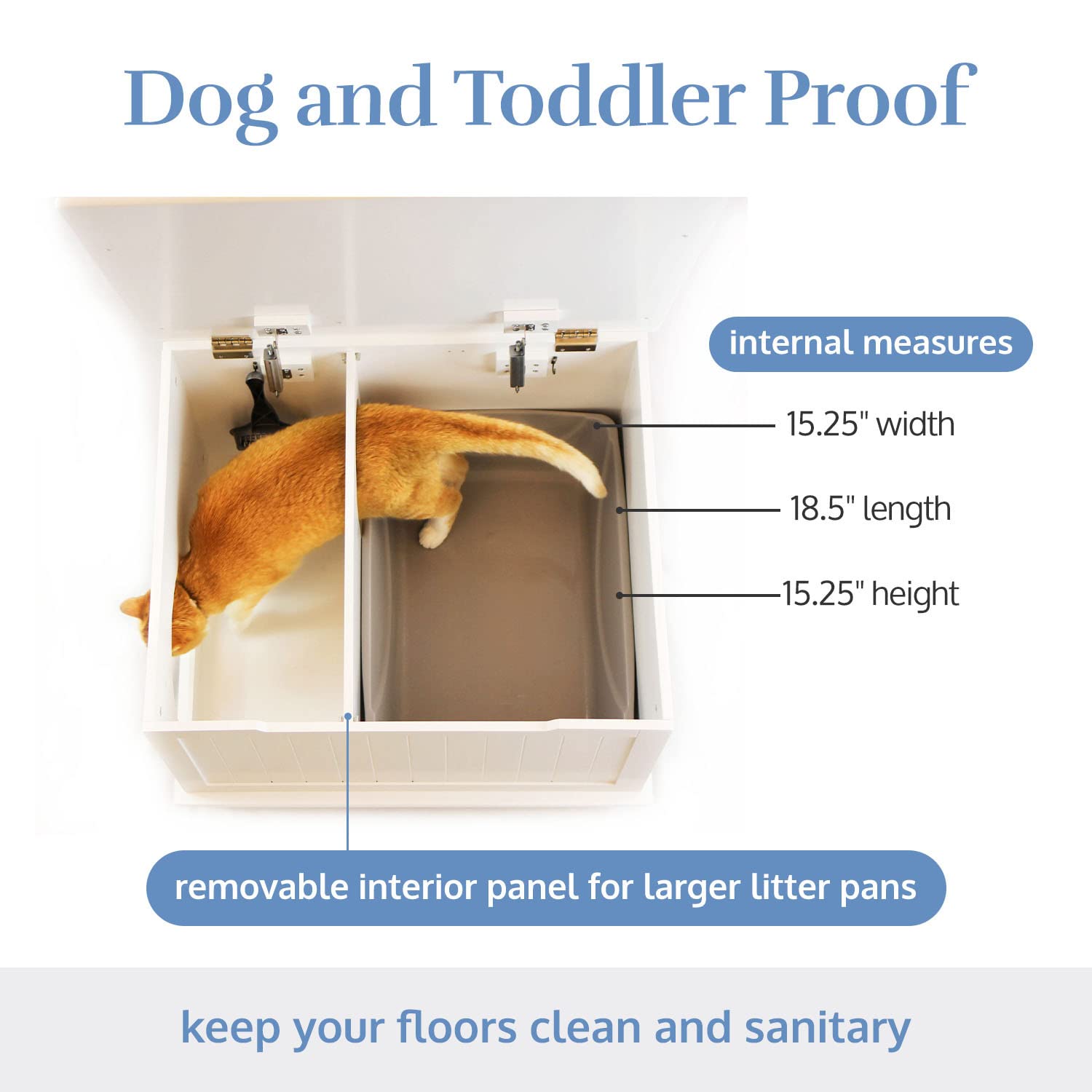 Designer Catbox Cat Litter Box Enclosure, Hidden, Dog-Proof Pet Furniture With Cover, Elegant, Covered, Odor Contained For Large Cats, Cat Litter Box Furniture With Lid, White, Jumbo Sized