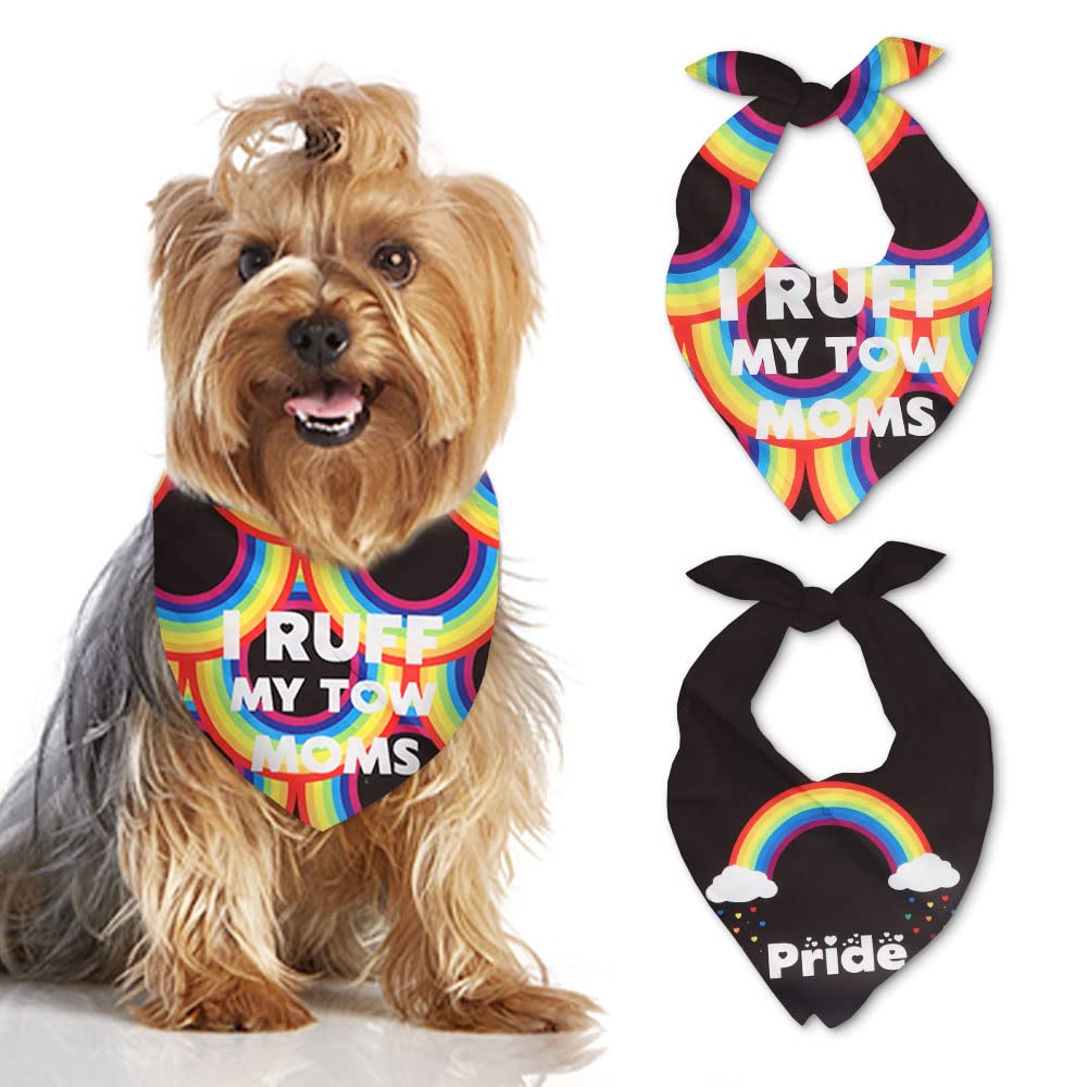 Alibbon 2 Pcs Gay Pride Dog Bandanas, Lgbt Rainbow Bandanas For Dogs, Lesbian Triangle Pet Scarves Bibs For Pride Month, Black R